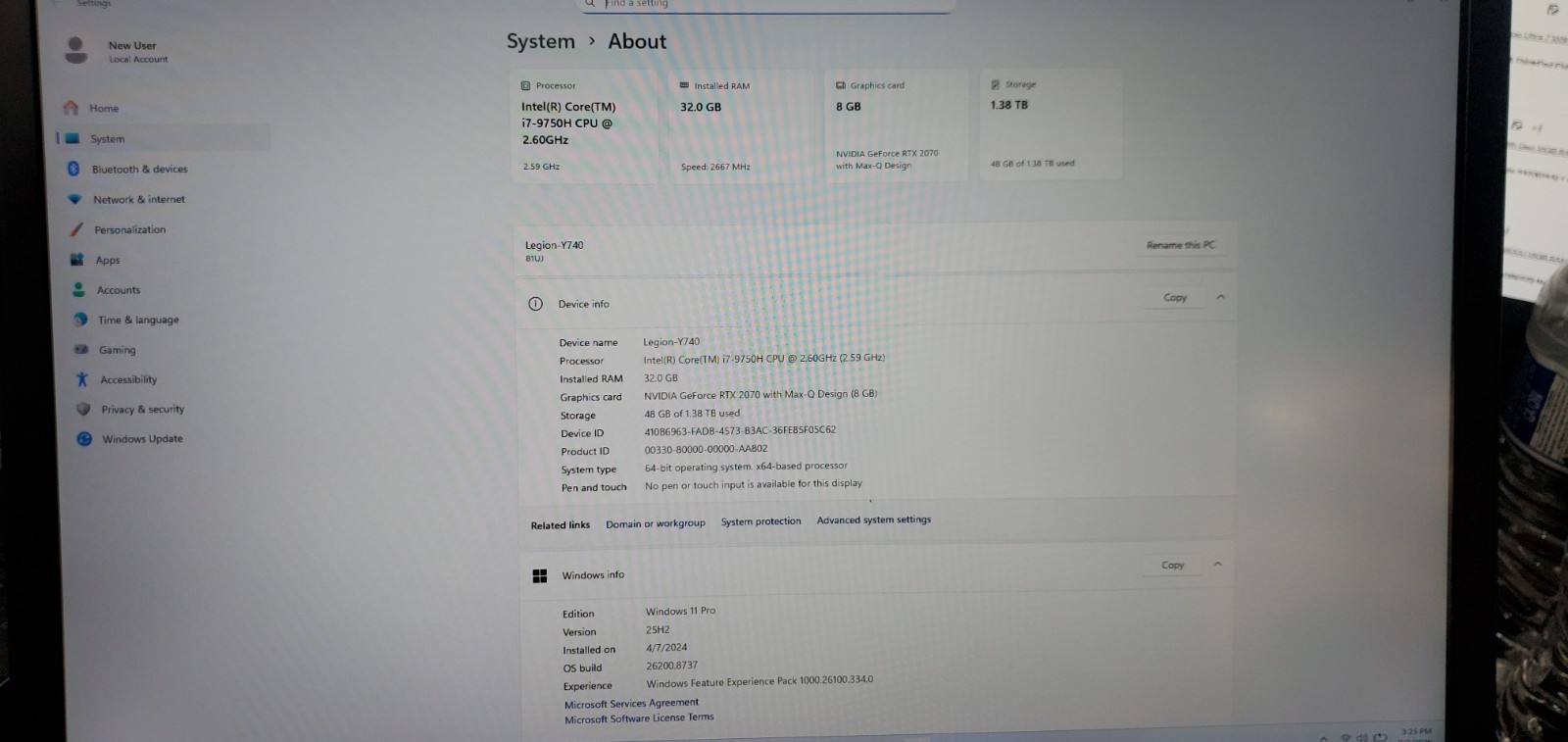 Lenovo Legion Y740-17IRHg 81UJ Laptop i7-9th Gen 32GB RAM 512GB SSD RTX 2070