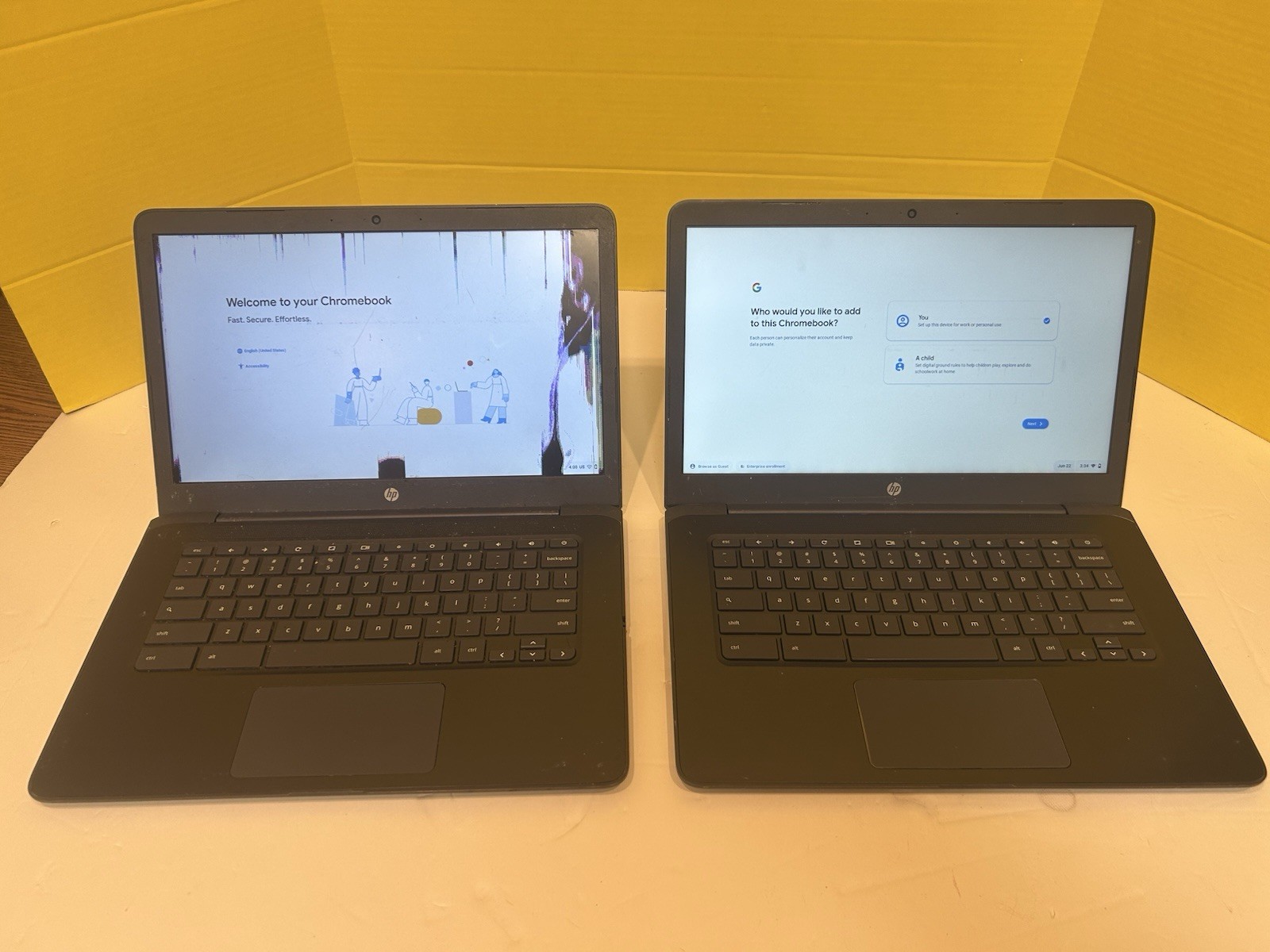 Lot of 2 HP Chromebook 14 G5 14″ For Parts Repair No Chargers
