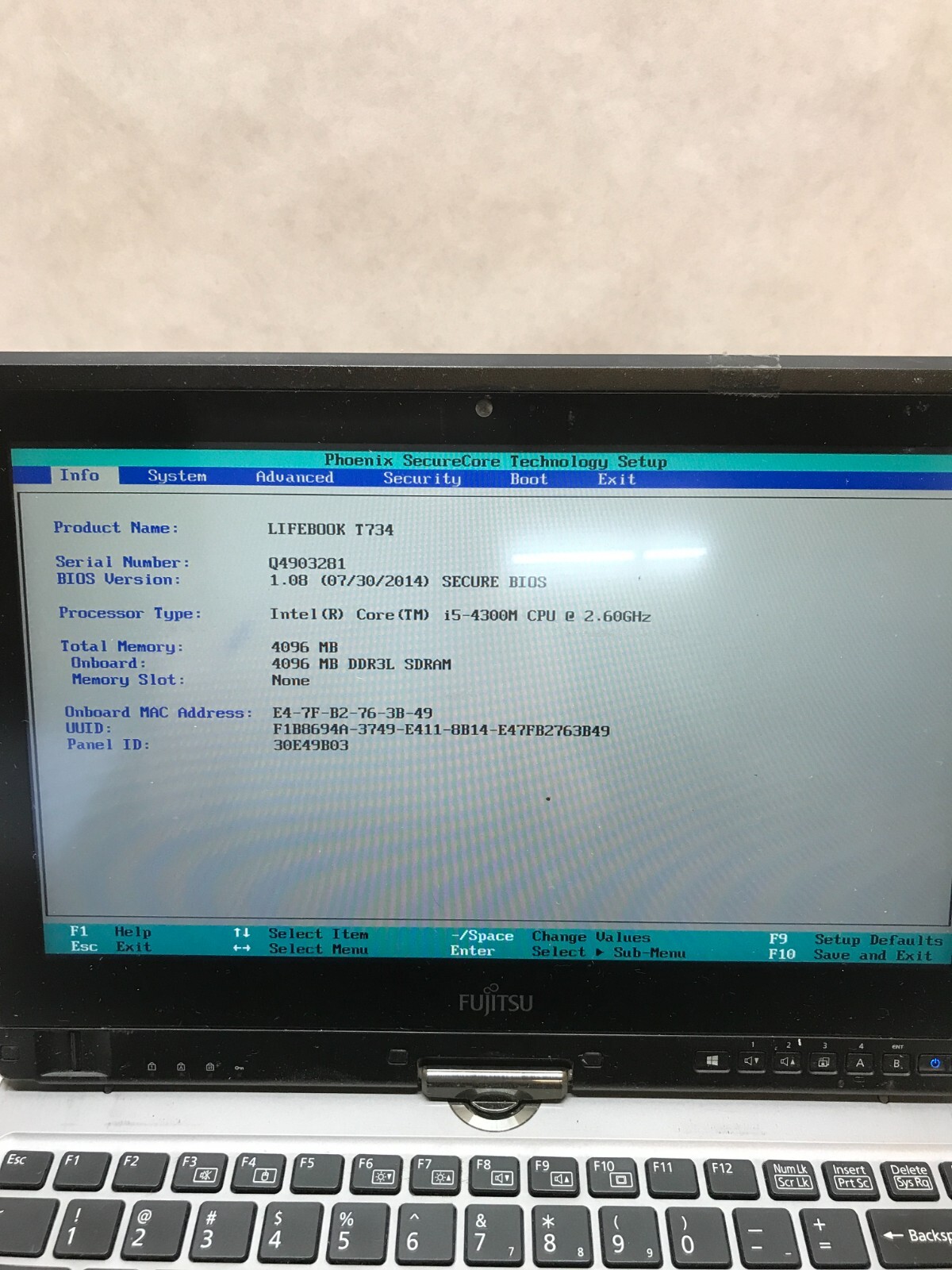 Fujitsu LifeBook T734 12.5″ Laptop Intel i5-4300M 2.6GHz 4GB RAM NO HDD NO OS DW