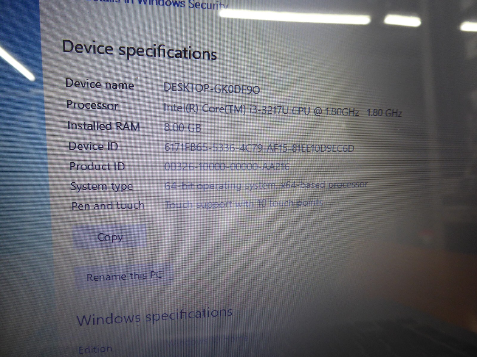 TOSHIBA SATELLITE P845T -S4305 14″ i3-3217U 1.86GHz 8GB 240GB SSD WINDOWS 10 HOM