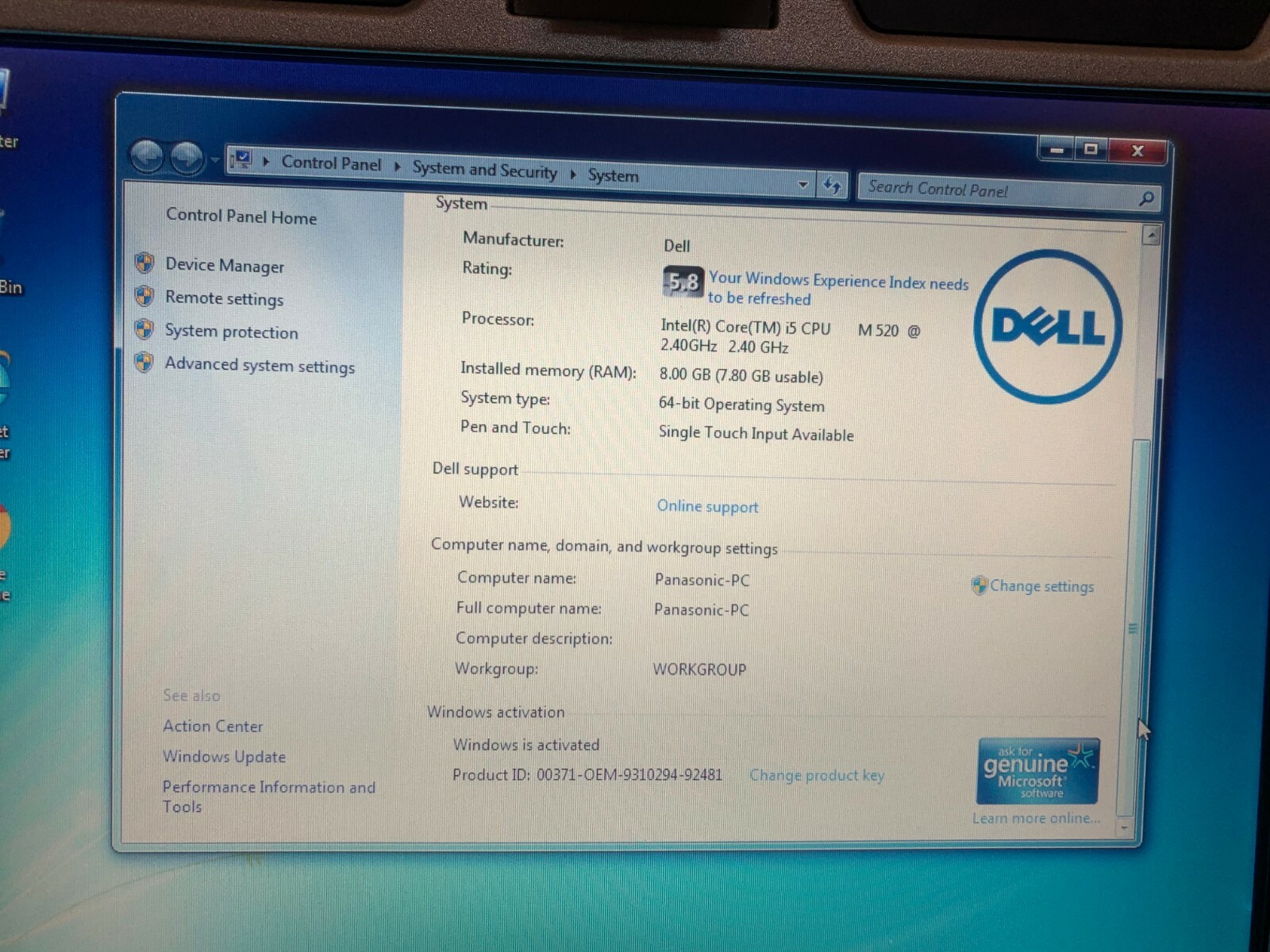Panasonic toughbook CF-31 MK1 Core i5 2.4ghz 8GB 500GB DVDR-W Rugged Win7 Gobi