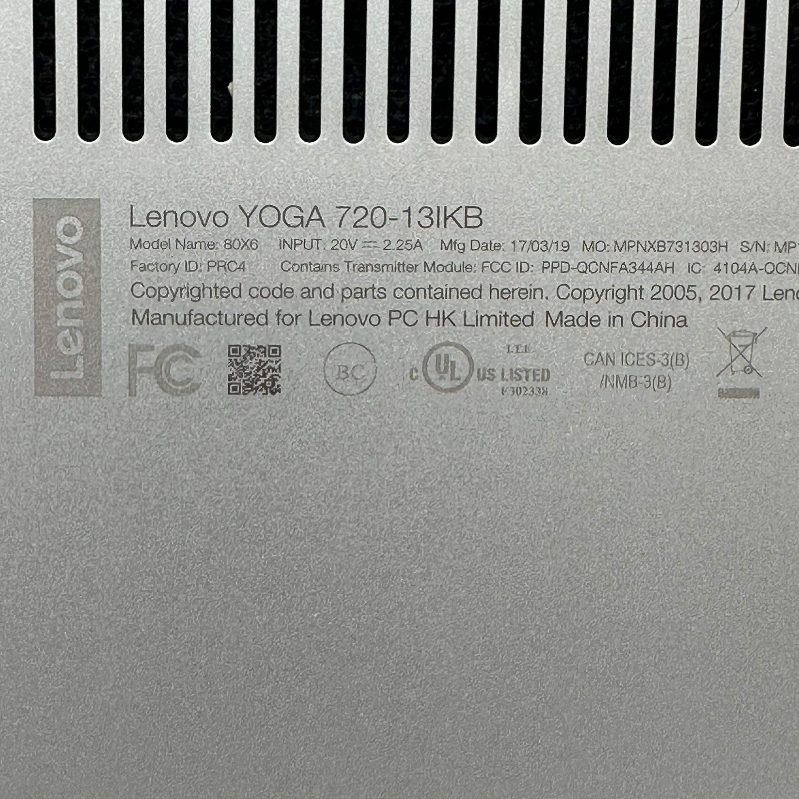Lenovo Yoga 720-13IKB 13.3″ Touchscreen Laptop i5-7200U 8GB RAM For Parts/Repair