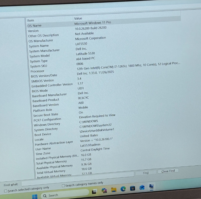 Dell Latitude 5530 Win 11 Intel Core i7-1265U 1.8GHz 16GB RAM 512GB SSD 15.6″