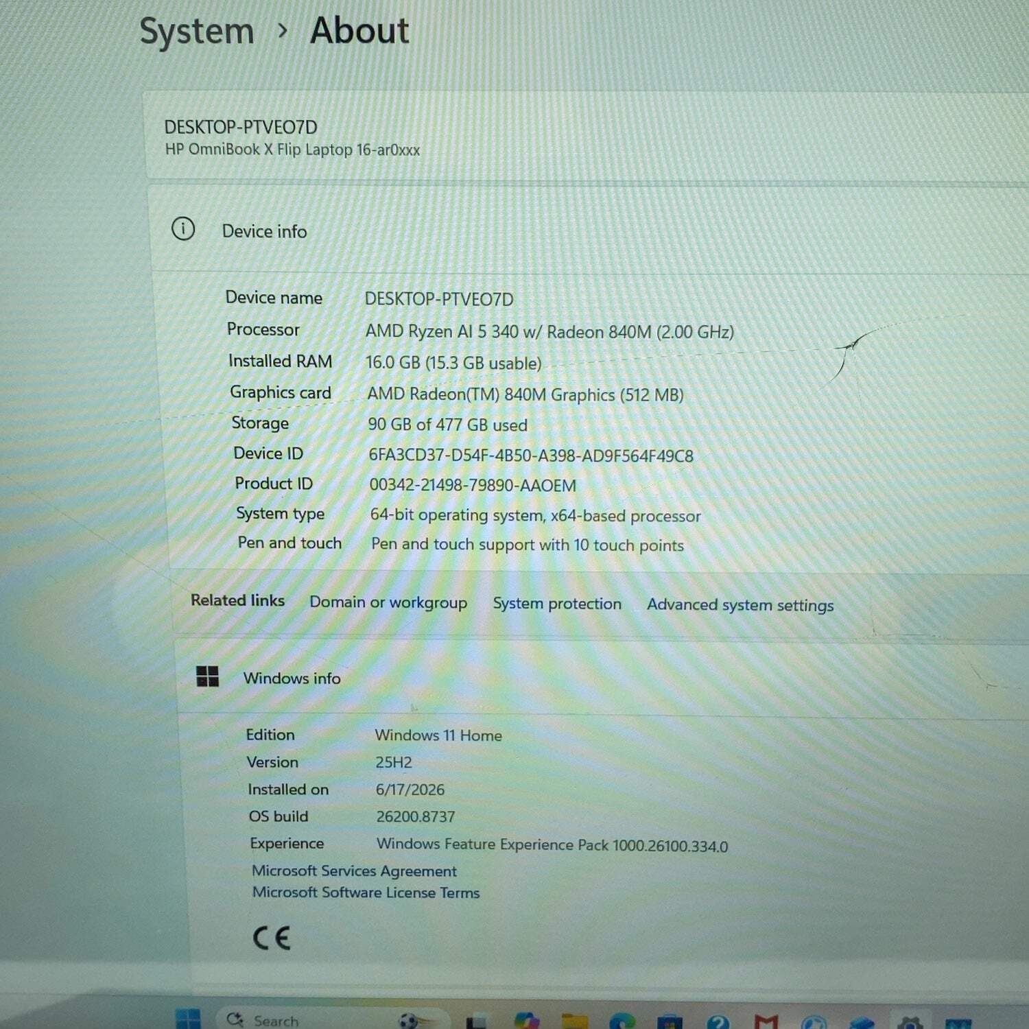 Broken HP OmniBook X 1920 x 1200 B5UJ4UA#ABA READ
