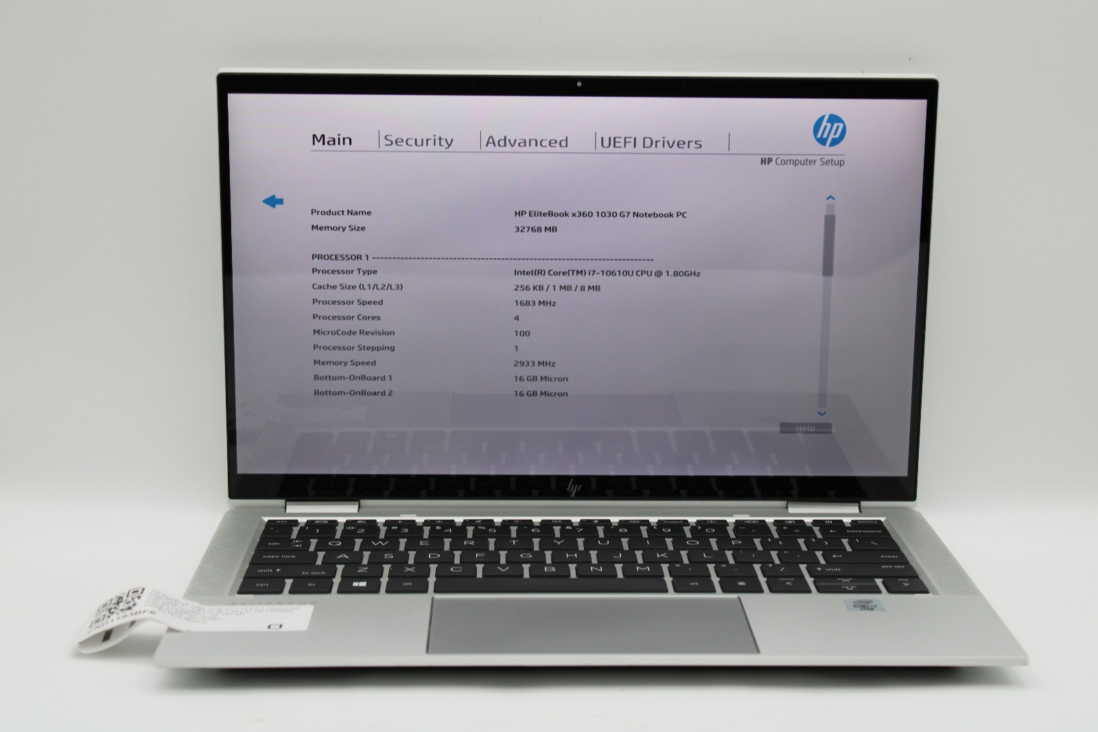 HP EliteBook x360 1030 G7 Touch _ i7-10610U @ 1.8 _ 32GB RAM _ No SSD / OS *READ
