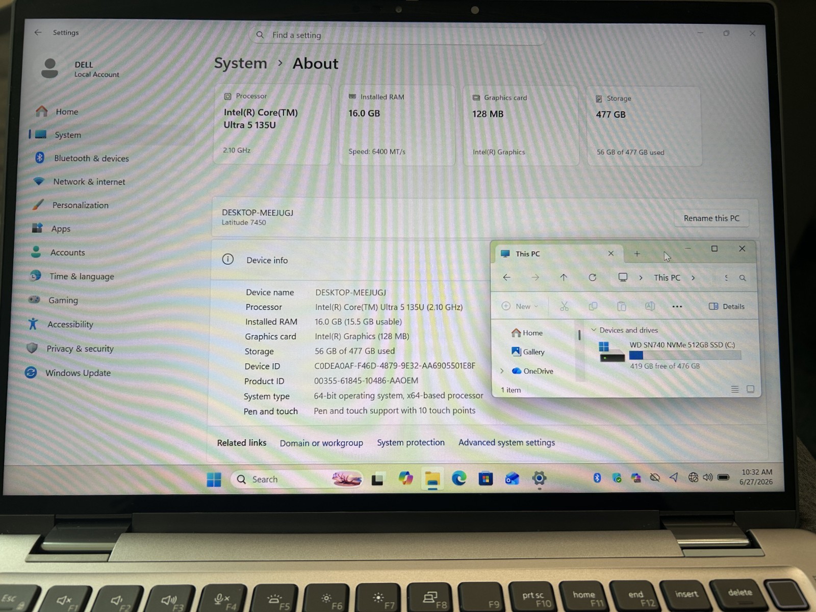 Laptop Dell Latitude 7450 2-in-1 Touchscreen Ultra 5 135U 512GB SSD 16GB RAM
