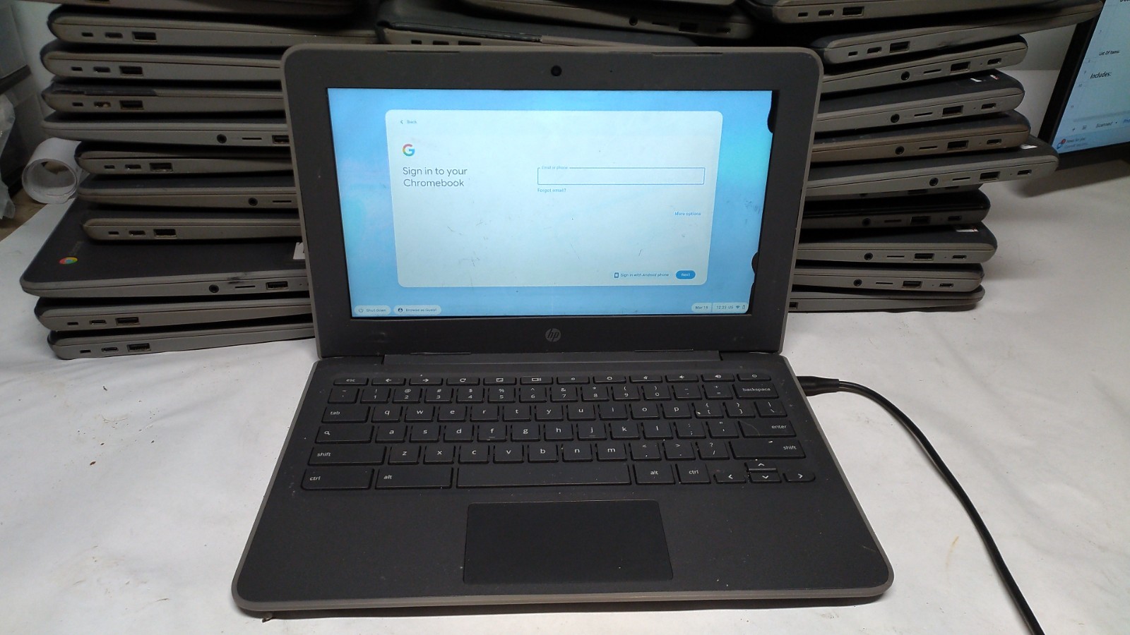 Lot of 40 HP Chromebook 11 G7 EE 6QY25UT#ABA Celeron N4000 4GB 32GB – For Repair