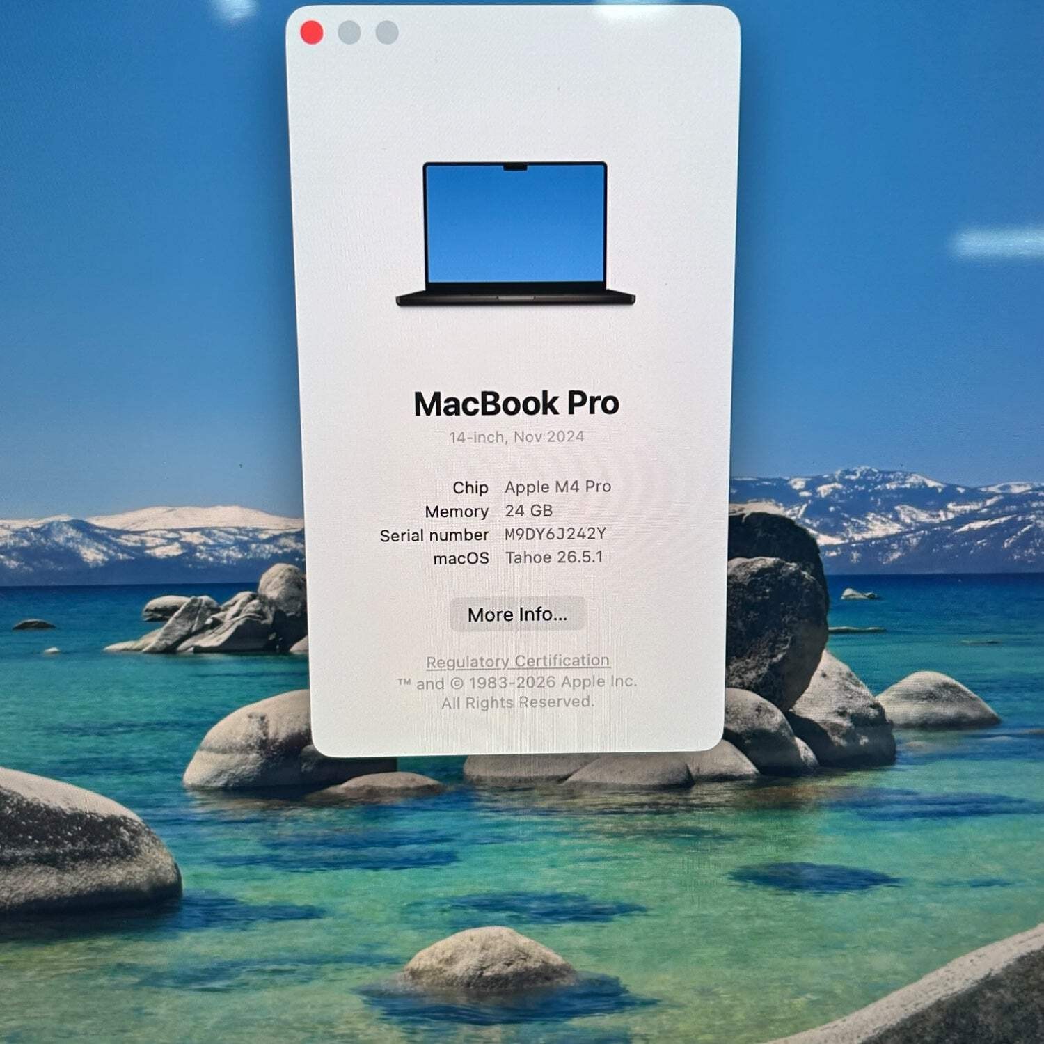 2024 Apple MacBook Pro 14″ M4 Pro 16C GPU 4.5GHz 24GB RAM 1TB SSD A3401
