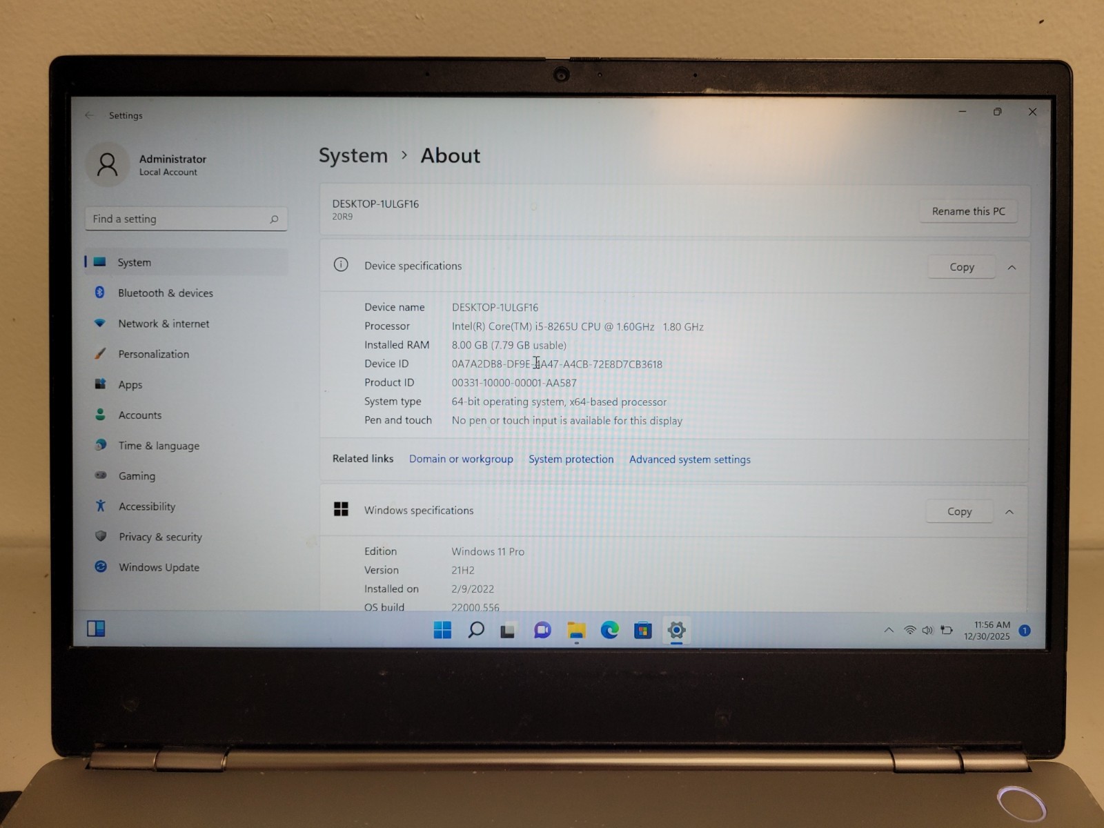 Lenovo Thinkbook 13s-IWL i5-8265u 1.6ghz 8gb ram 256gb ssd charger READ P204YP5