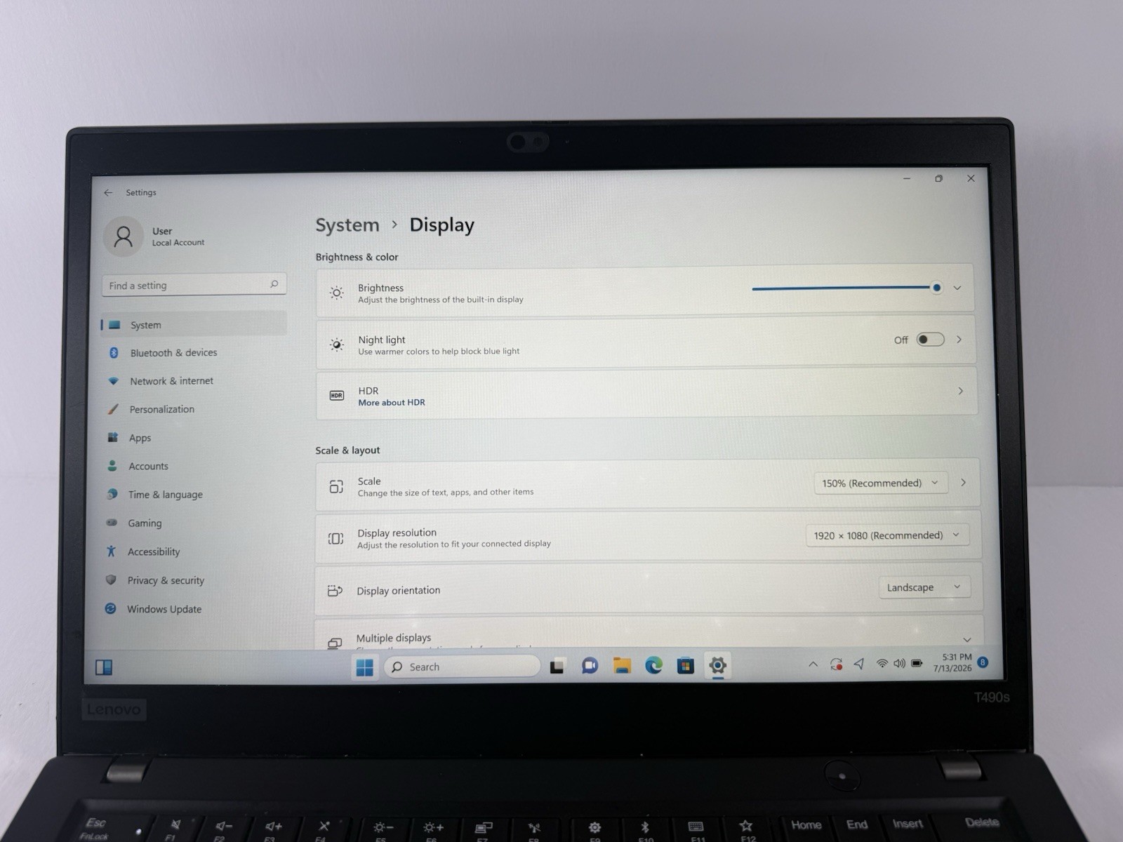 Lenovo ThinkPad T490s Touch 14″ i7-8665U 32GB RAM 512GB SSD Win 11 Pro FHD