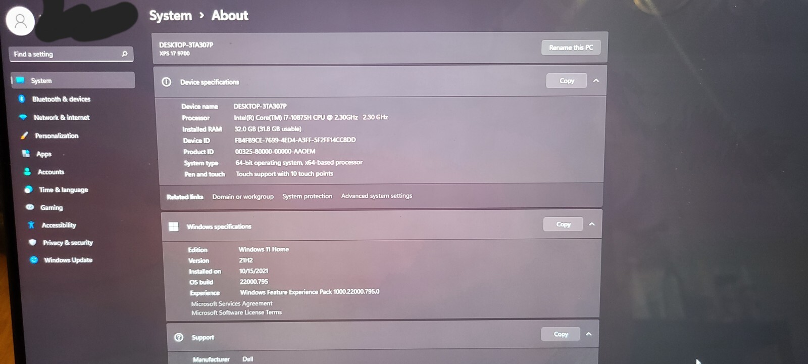 Dell XPS 17 9700 17″ (1TB SSD, Intel Core i7 10875H., 5.10 GHz, 32GB) Laptop