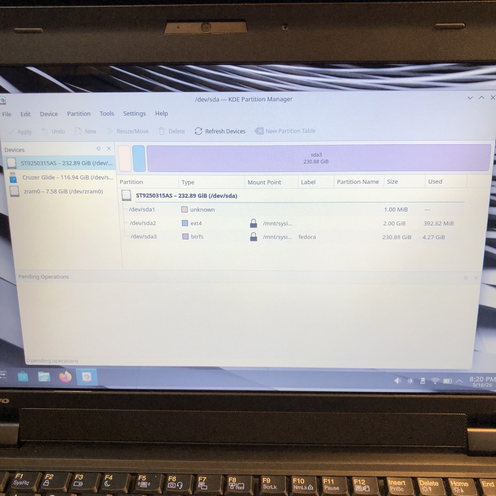 Lenovo Thinkpad SL410 Laptop Fedora Linux Core 2 Duo 2.2GHz 8gb Ram 240gb HDD