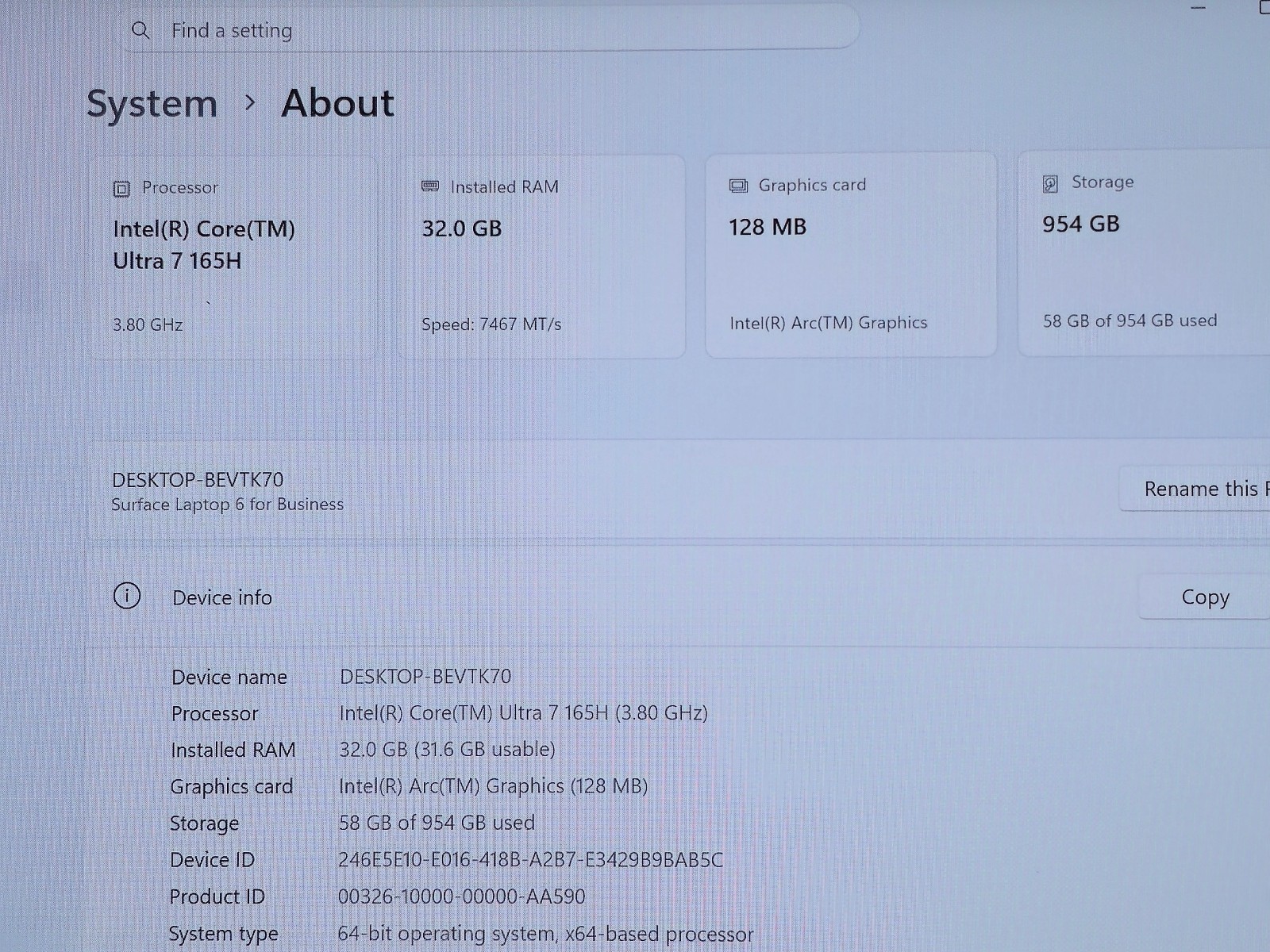 Surface Laptop 6 13.5″ (2033) Core Ultra 7 165H ,32 GB RAM, 1 TB SSD Touch