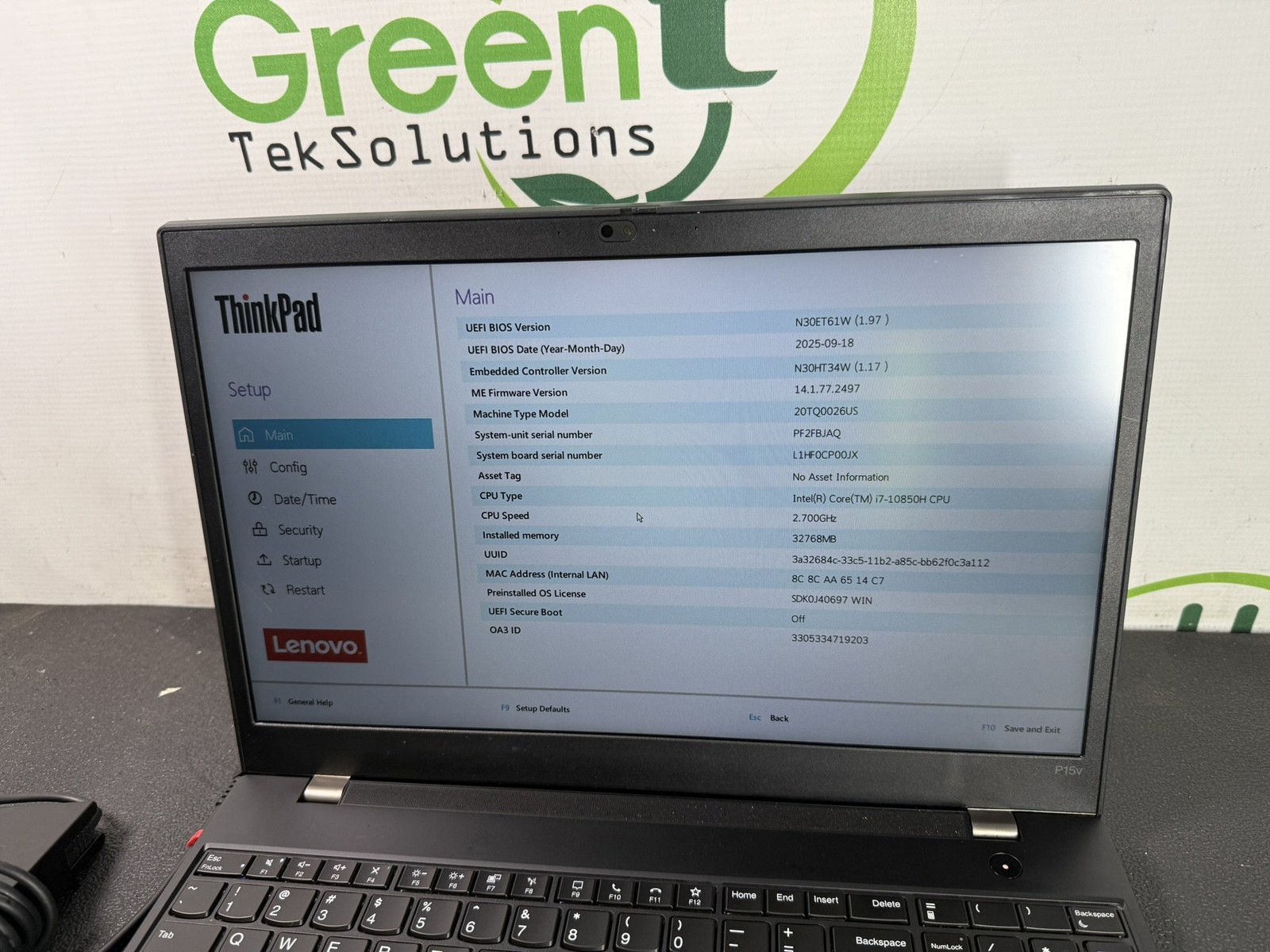 Lenovo ThinkPad P15v Gen 1 i7-10850H 2.7GHz 32GB DDR4 NO SSD P620 Laptop – READ
