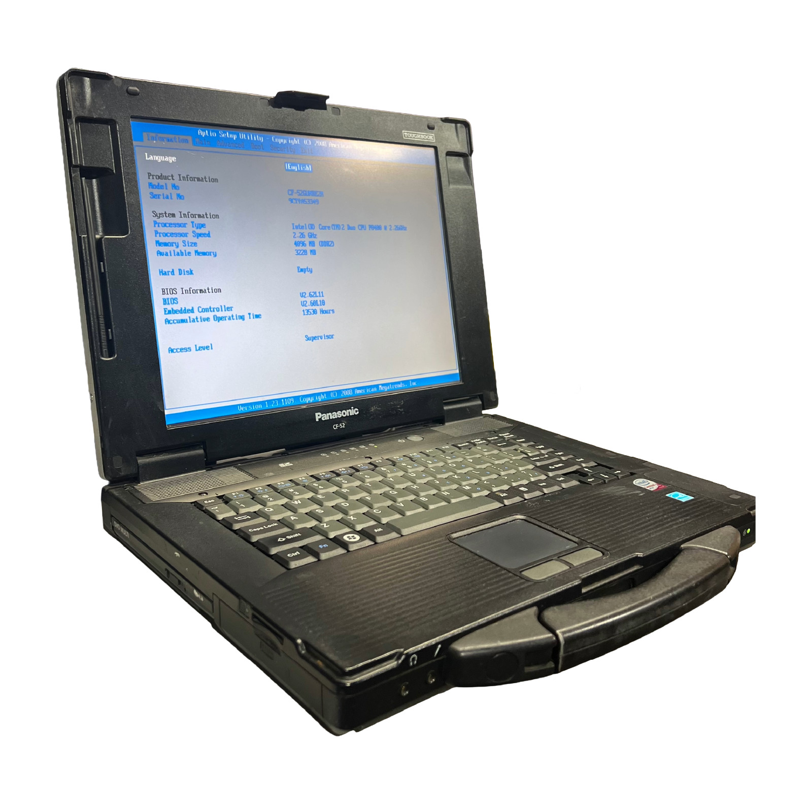 Panasonic Toughbook CF-52G P8400 2.26GHz 4GB RAM No HDD/Caddy – Boots to BIOS