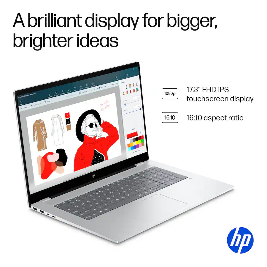 HP OmniBook X Copilot+ 17.3″ 2K Touch Laptop Intel Ultra 7 256 V, 16GB 512 SSD