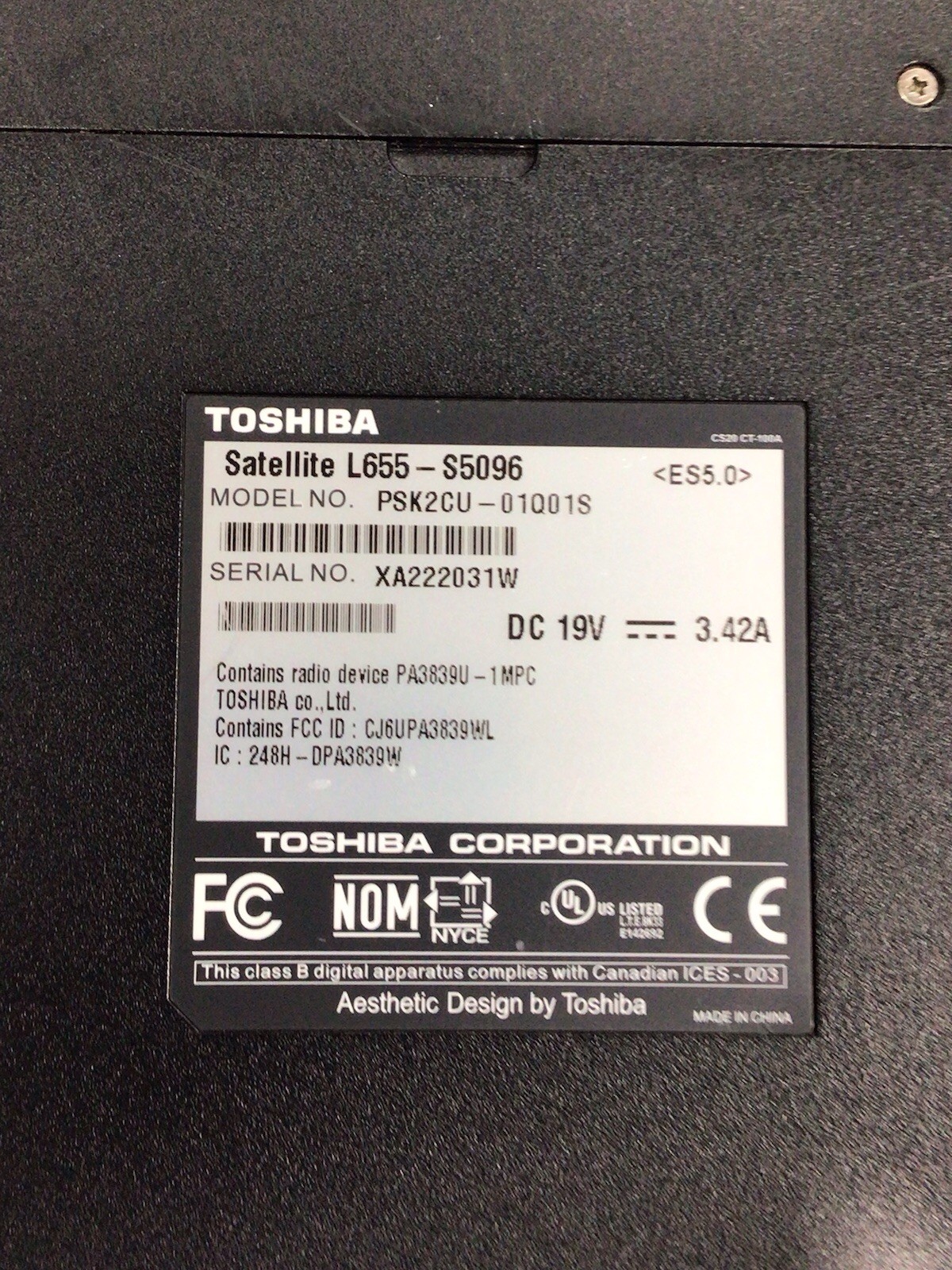 Toshiba Satellite L655-S5096 Intel Pentium 15.6″ Laptop – AS IS