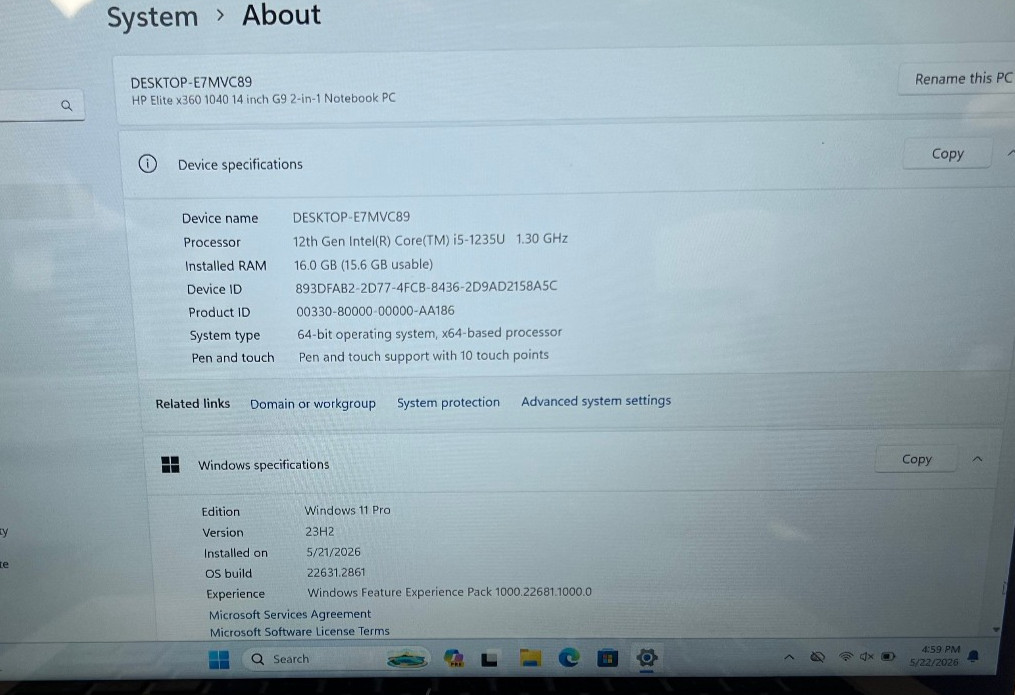 HP Elite x360 1040 G9 / Core i5-1235U 16GB/256GB