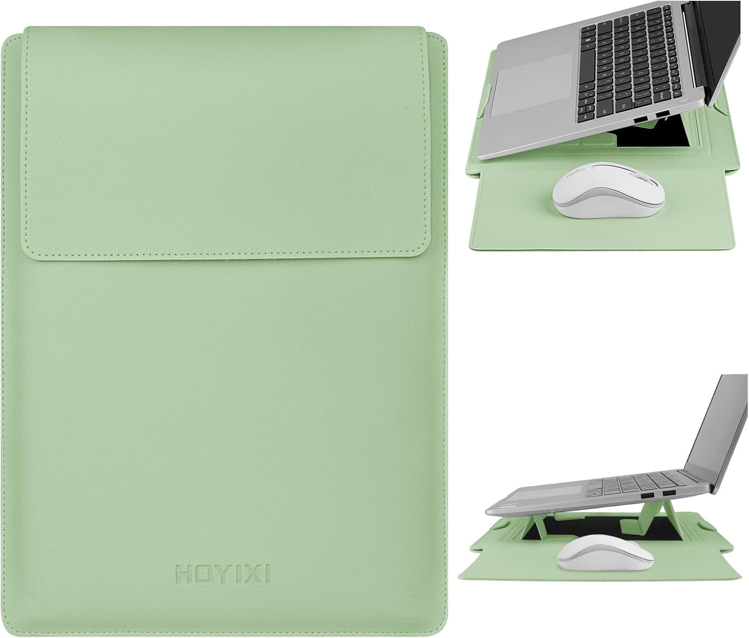 Laptop Sleeve Case for 13.3”/13.6” Laptops, PU Leather, Stand, MacBook Pro/Air