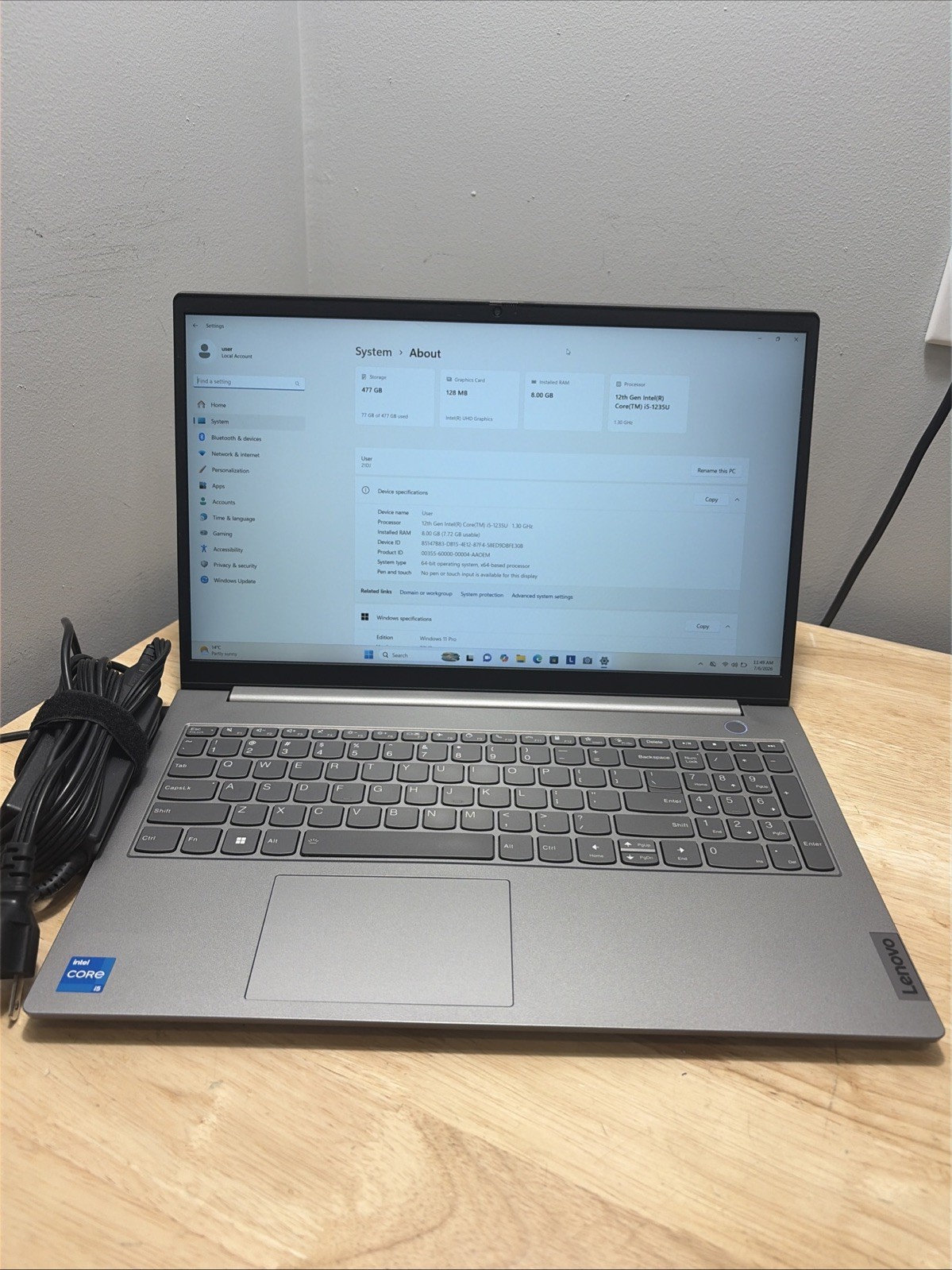 Lenovo ThinkBook 15 G4 IAP Core i7 1255U 1.7GHZ 8GB, 512GB, WC, WiFi W11 Cord