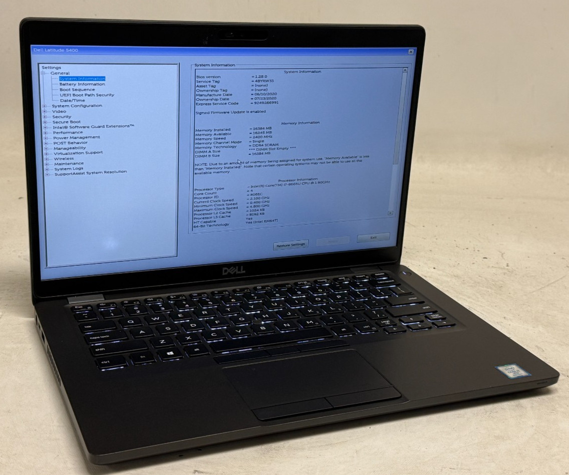 Dell Latitude 5400 14″ (i7-8665u 1.90GHz – 16GB RAM – 256GB SSD – Win11Home)