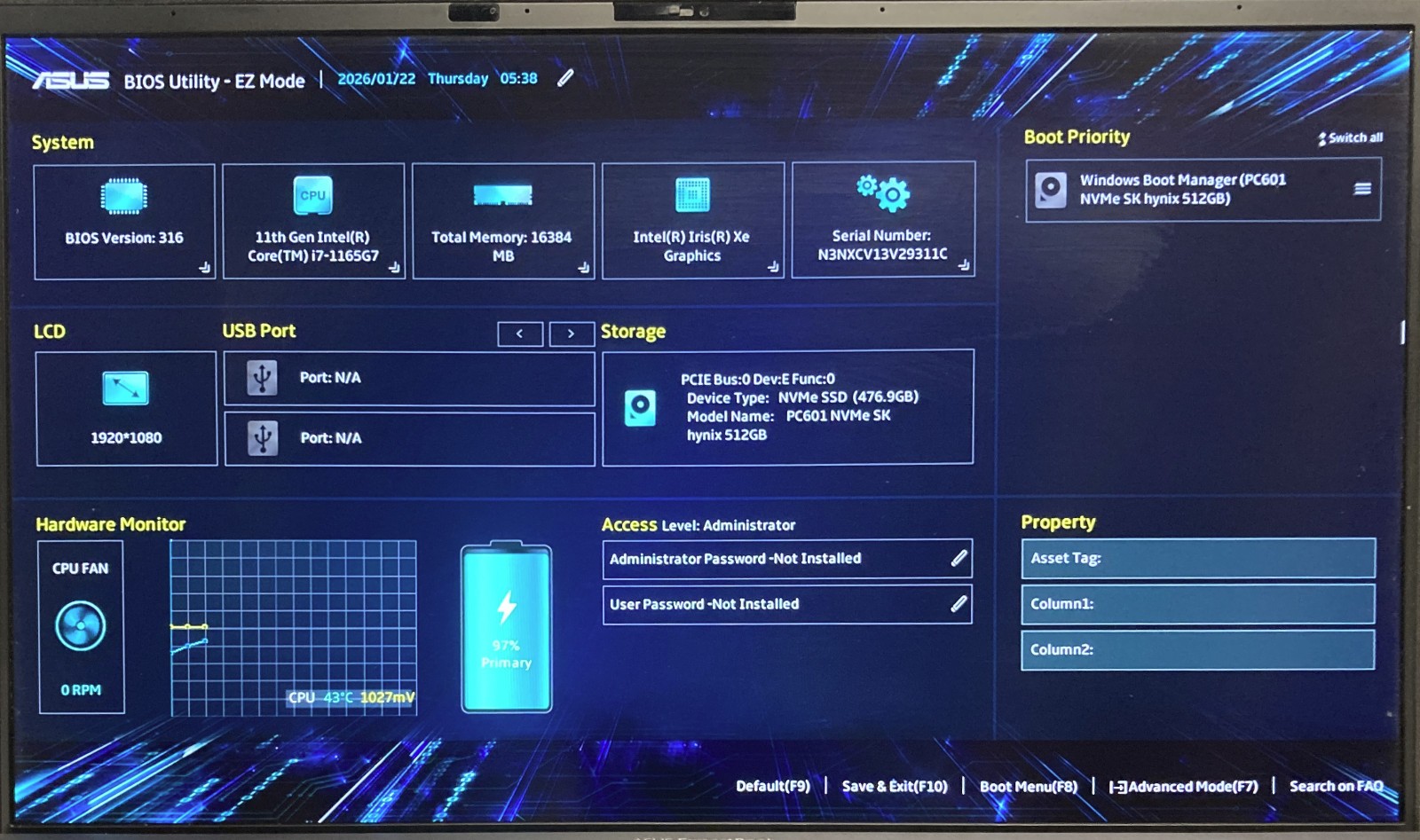 ASUS ExpertBook B9450CE 14″ Laptop i7-1165G7 16GB RAM 512GB NVMe, As Is