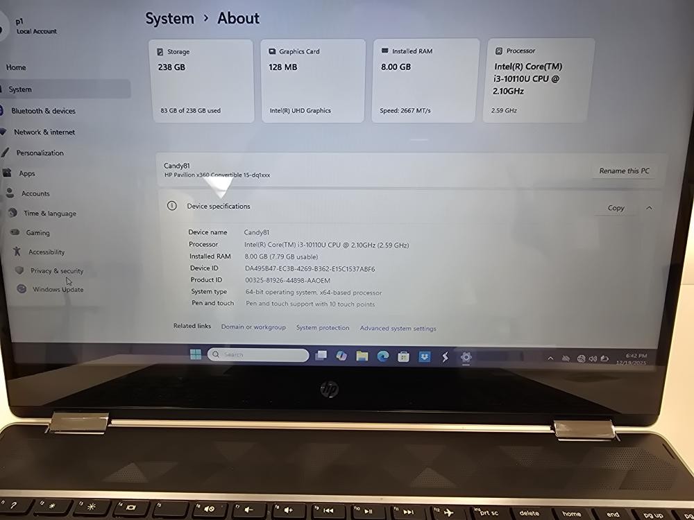 HEWLETT PACKARD HP ENVY X360 CONVERTIBLE MODEL15-DR1066NR (P21026805)