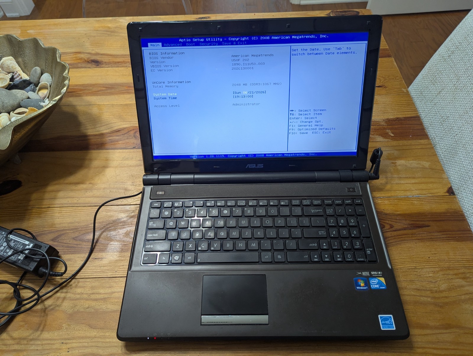 ASUS U50F RBBAG05 INTEL I3 330M 2GB NO HD posts works, FOR PARTS