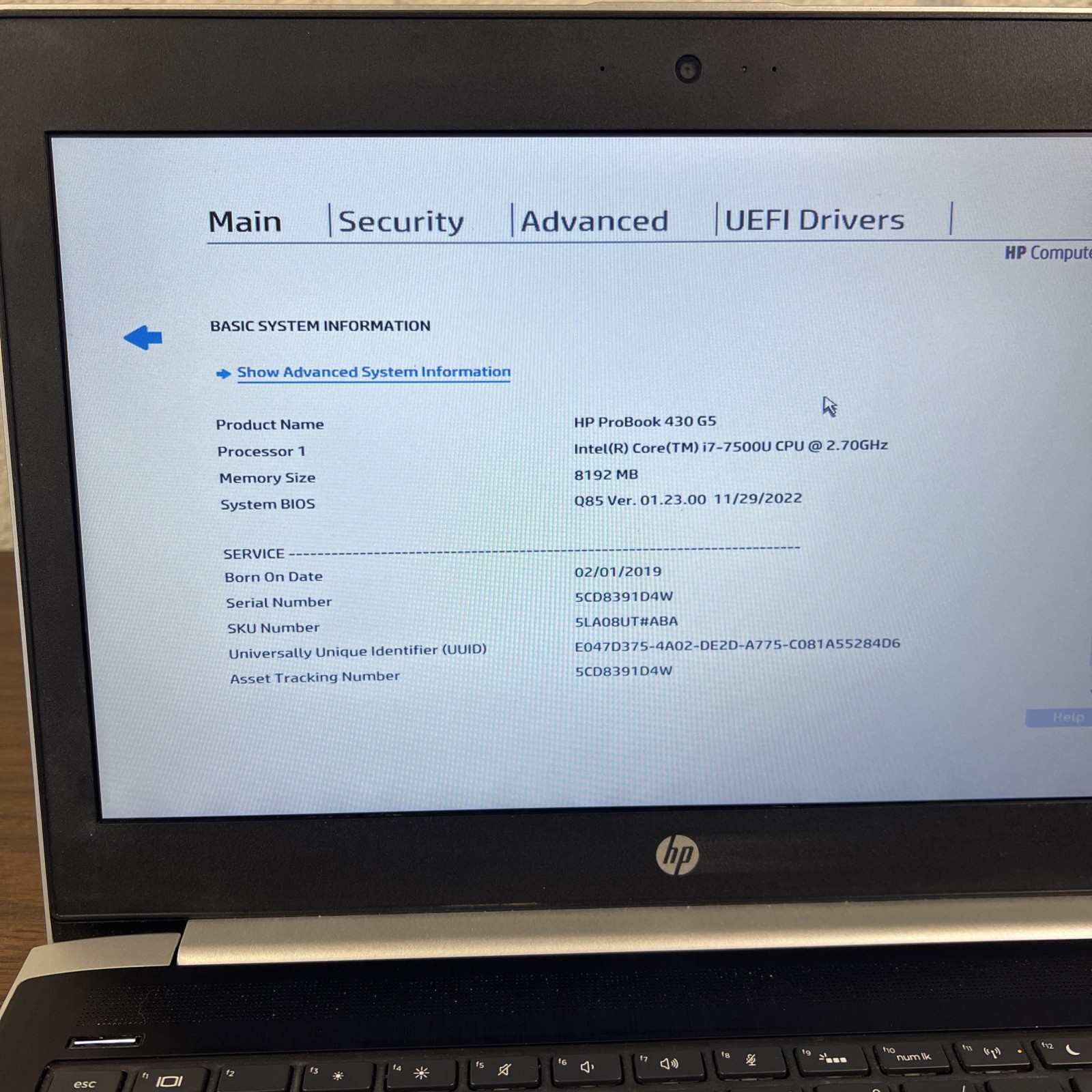 HP ProBook 430 G5 Laptop 13.3″ i7-7500U 8GB RAM ⚠️ NO SSD, NO OS