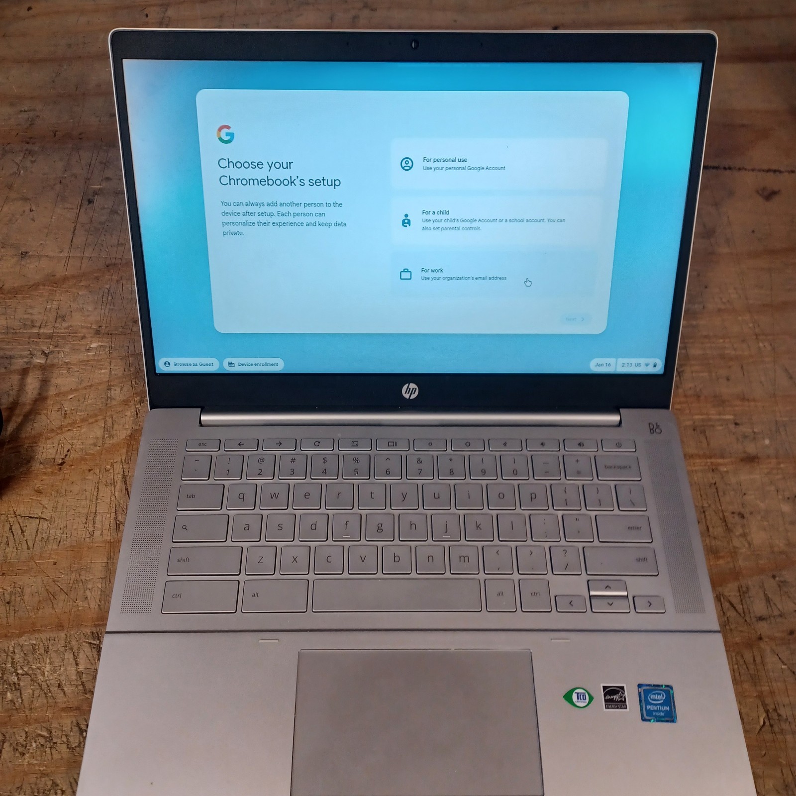 HP Pro c640 Chromebook Pentium 6405U @2.40GHz 8GB RAM 4GB SSD w/ Power Supply
