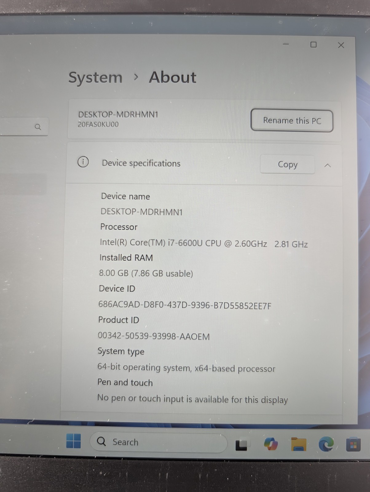 Lenovo ThinkPad T460s, i7-6600U 2.60Ghz, 8GB RAM, 256GB SSD BKLT Win 11