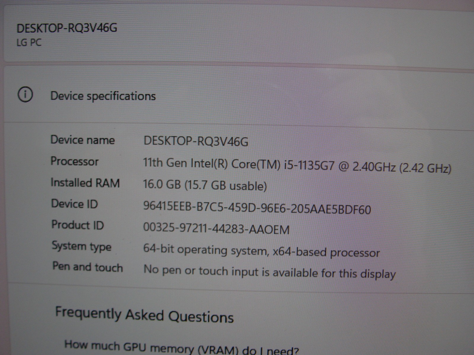 LG Gram 15 15Z95N 15.6″FHD intel core i5-1135G7 2.4GHz 16GB 512GB SSD Win11H +PA