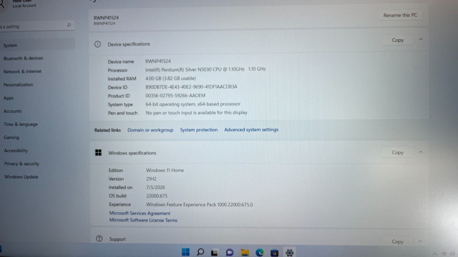 RCA 15.6in Ultra Slim Notebook Windows 11 FHD 4GB/128GB Webcam Silver RWNP41524
