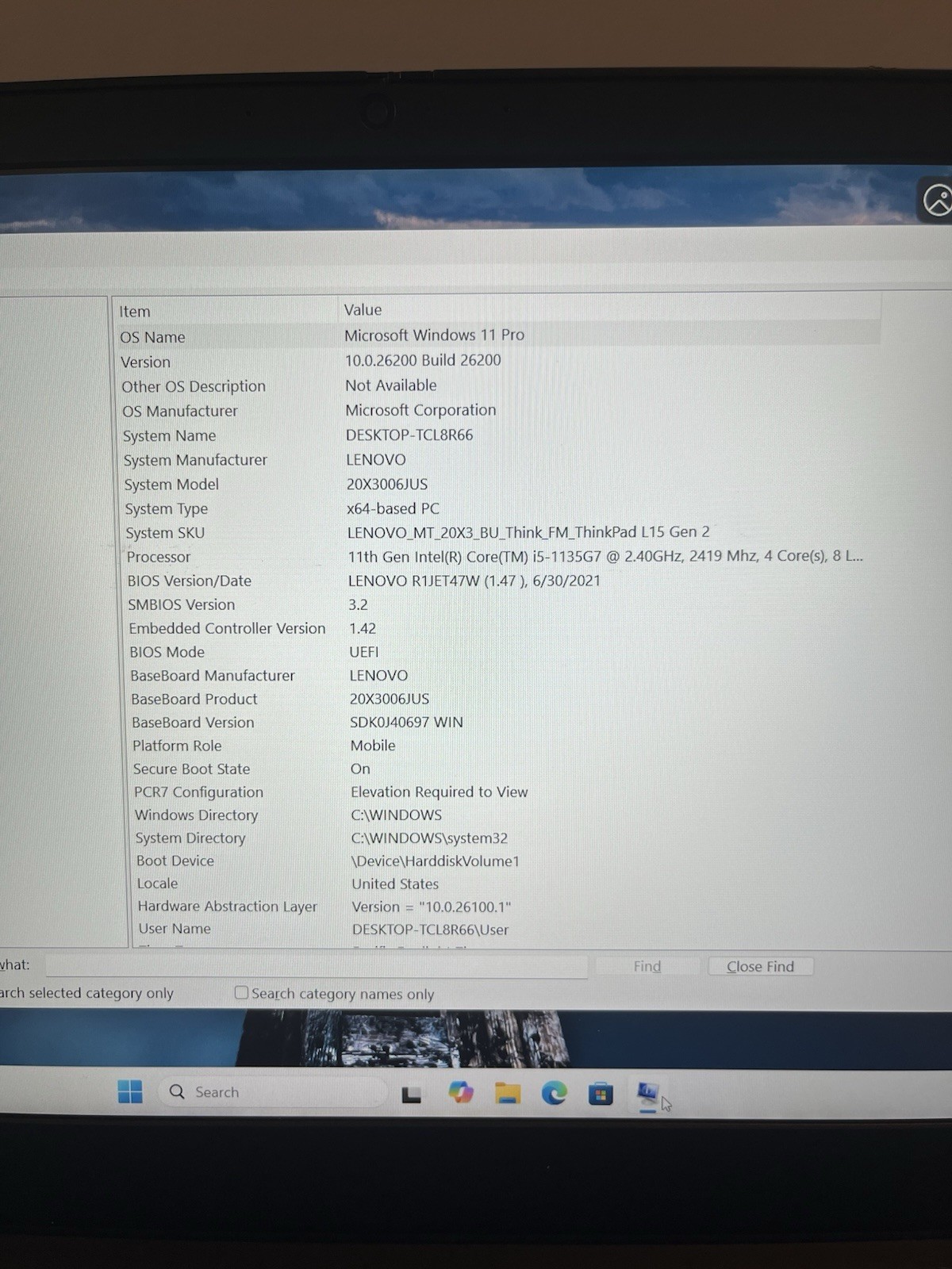Lenovo ThinkPad L15 Gen 2 i5-11 gen @ 2.4GHz 8/256GB 15.5″ W11P (see desc) #268