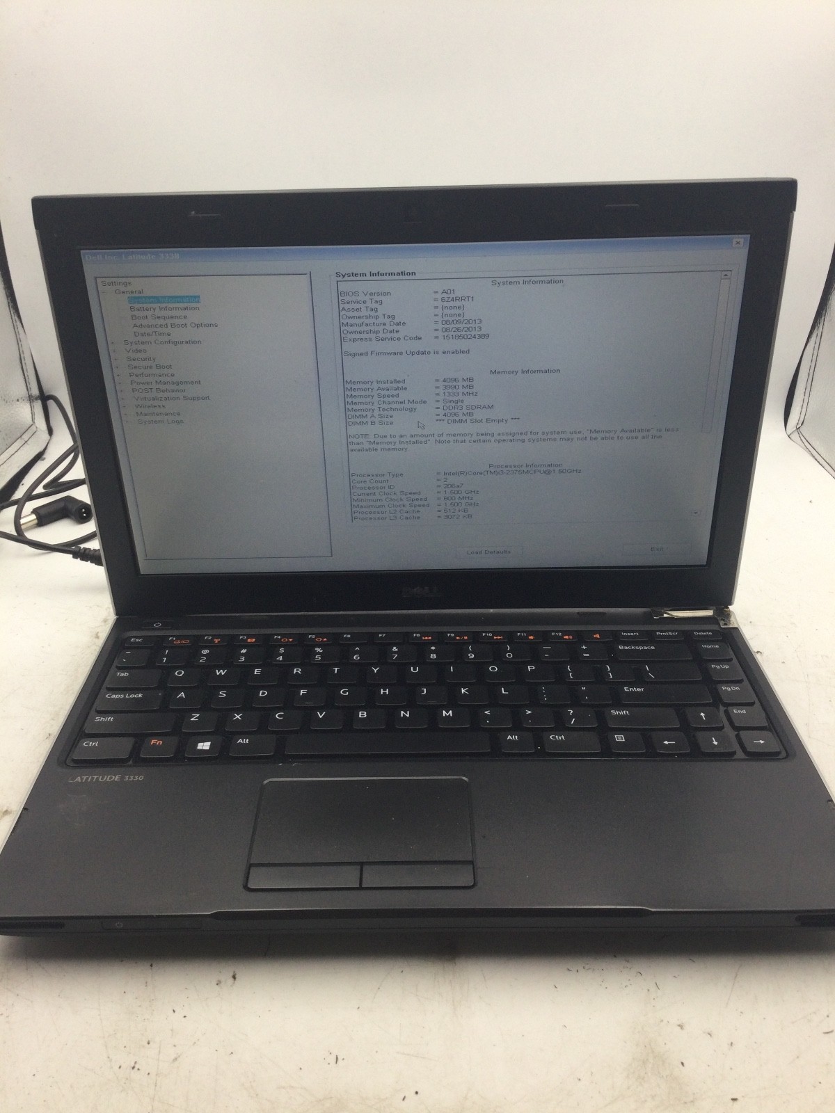 DELL LATITUDE 3330 – BOOTS TO BIOS – INTEL I3 2375M – 4GB RAM – READ DESC – BB!!