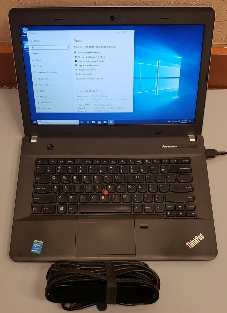 LENOVO THINKPAD E440 Intel Core i3-4000M 2.40GHz 4GB RAM 250GB WEBCAM WIN 10
