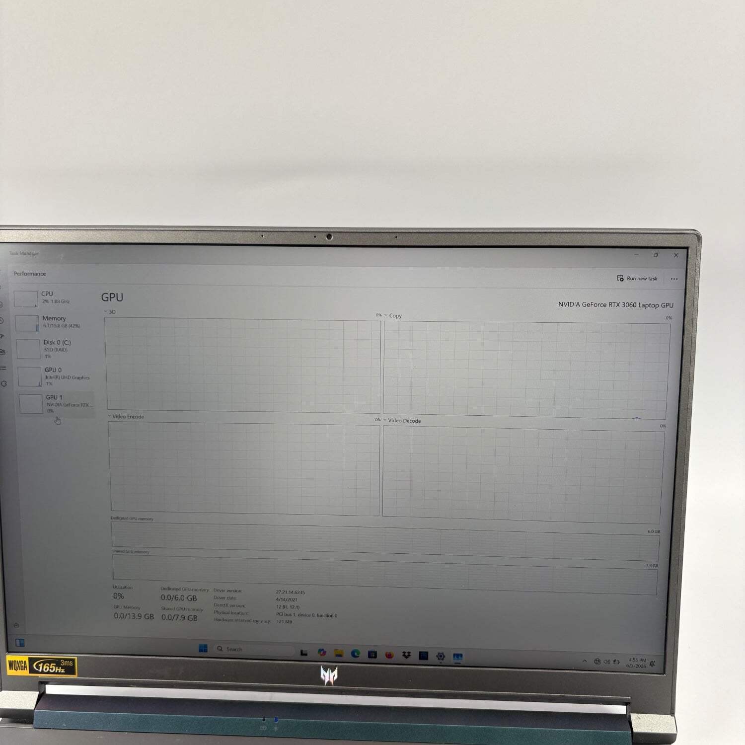 Predator Triton 500 SE 16″ i7-11800H 2.3GHz 16GB RAM 512GB SSD GeForce RTX 3060