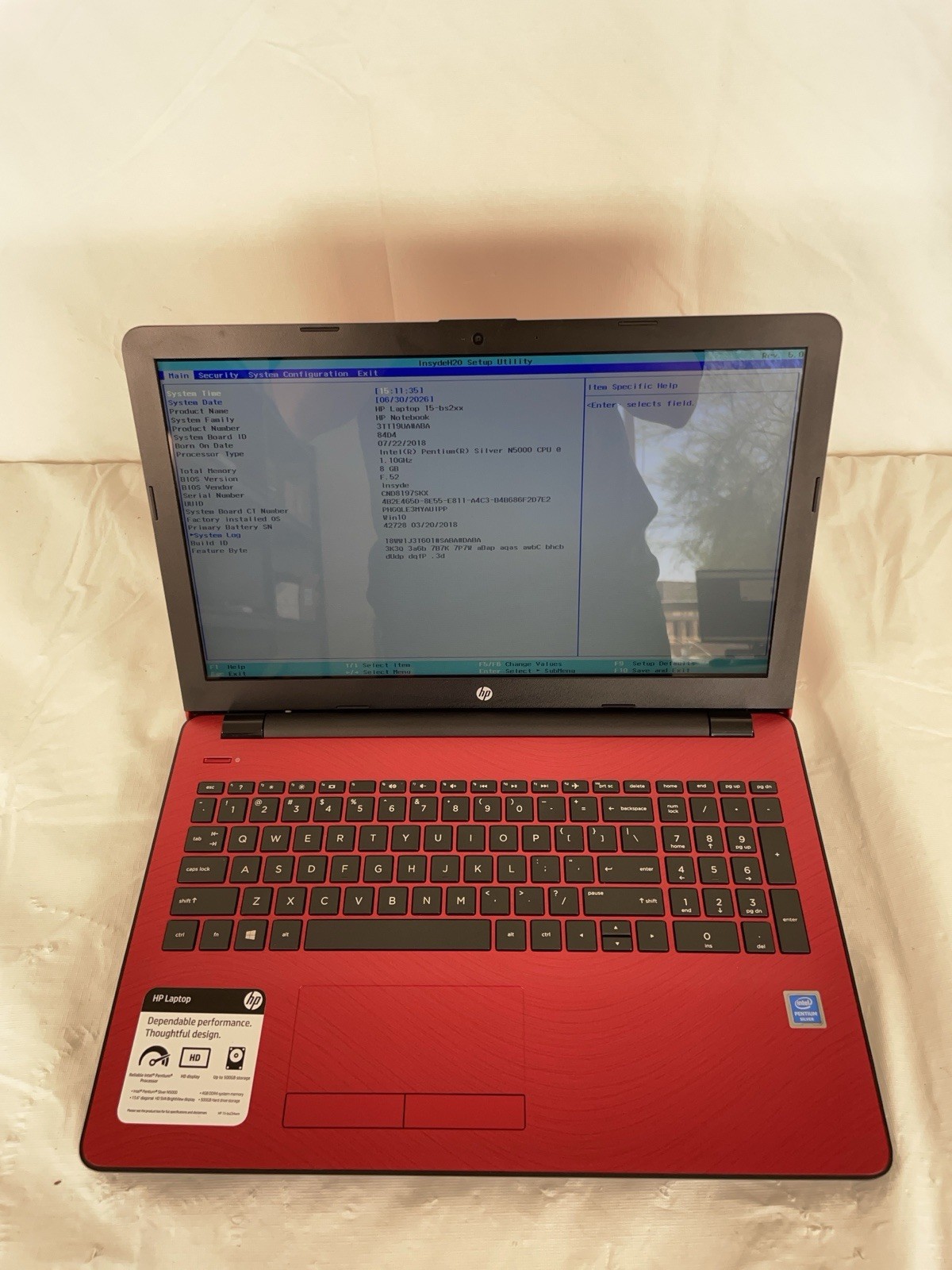 HP 15-bs234wm 15.6″ Laptop | Pentium Silver N5000 1.1GHz | RAM: 8GB | No OS/HDD