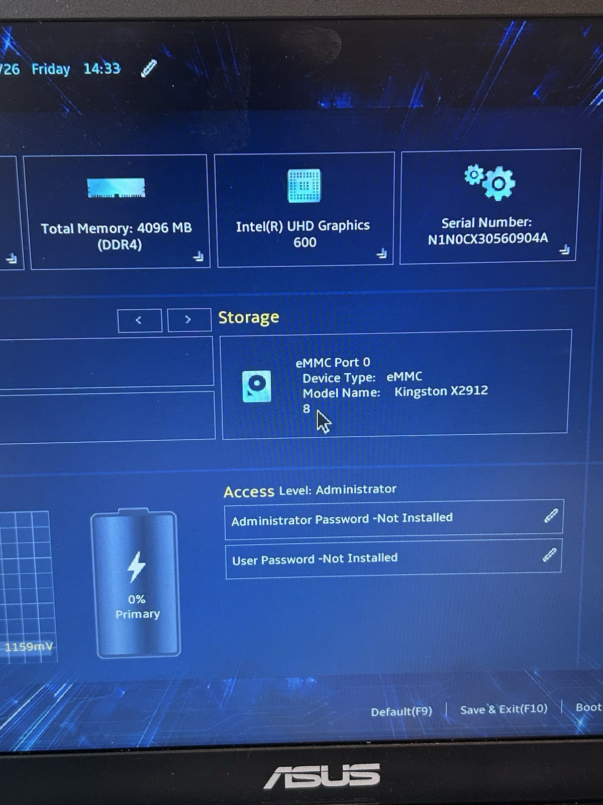 ASUS L510M Reset And Now Won’t Restart, See Pics.