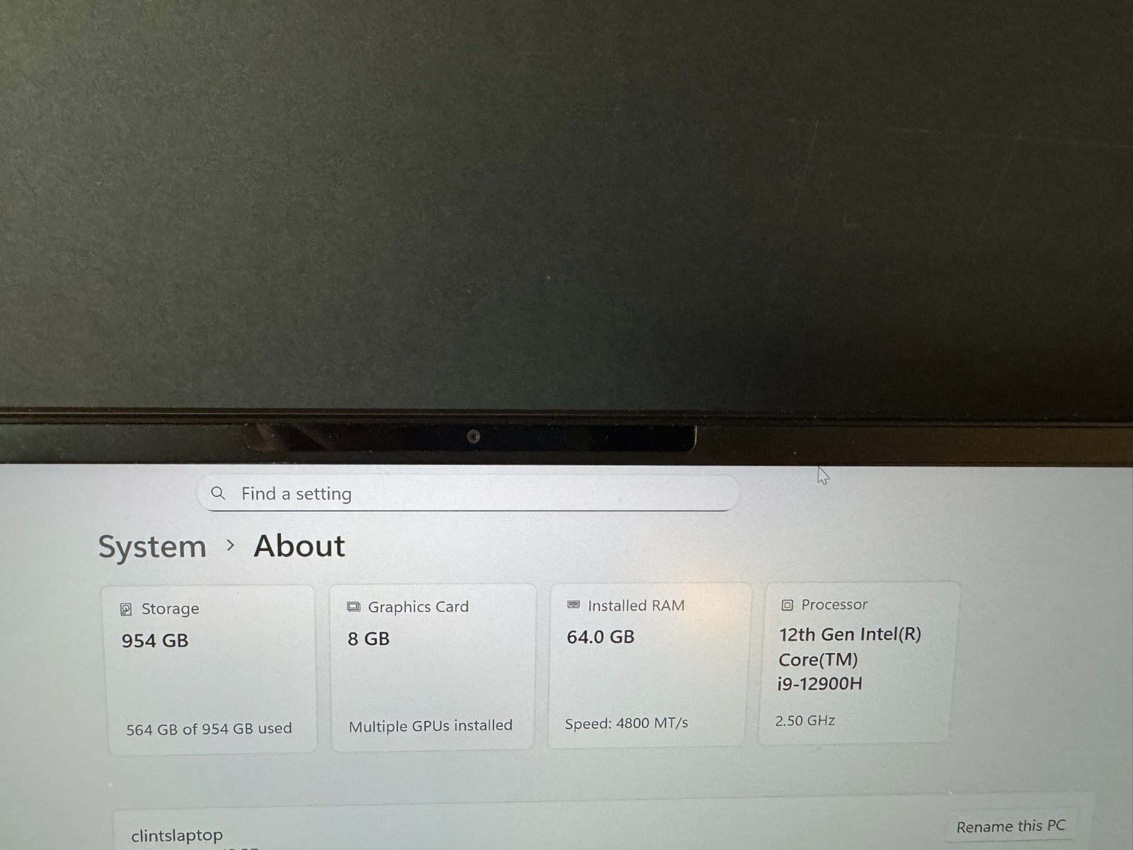 Alienware M15 R7 NVIDIA GeForce 3080 8GB GPU 16G Shared 64GB RAM Intel i9 12900H