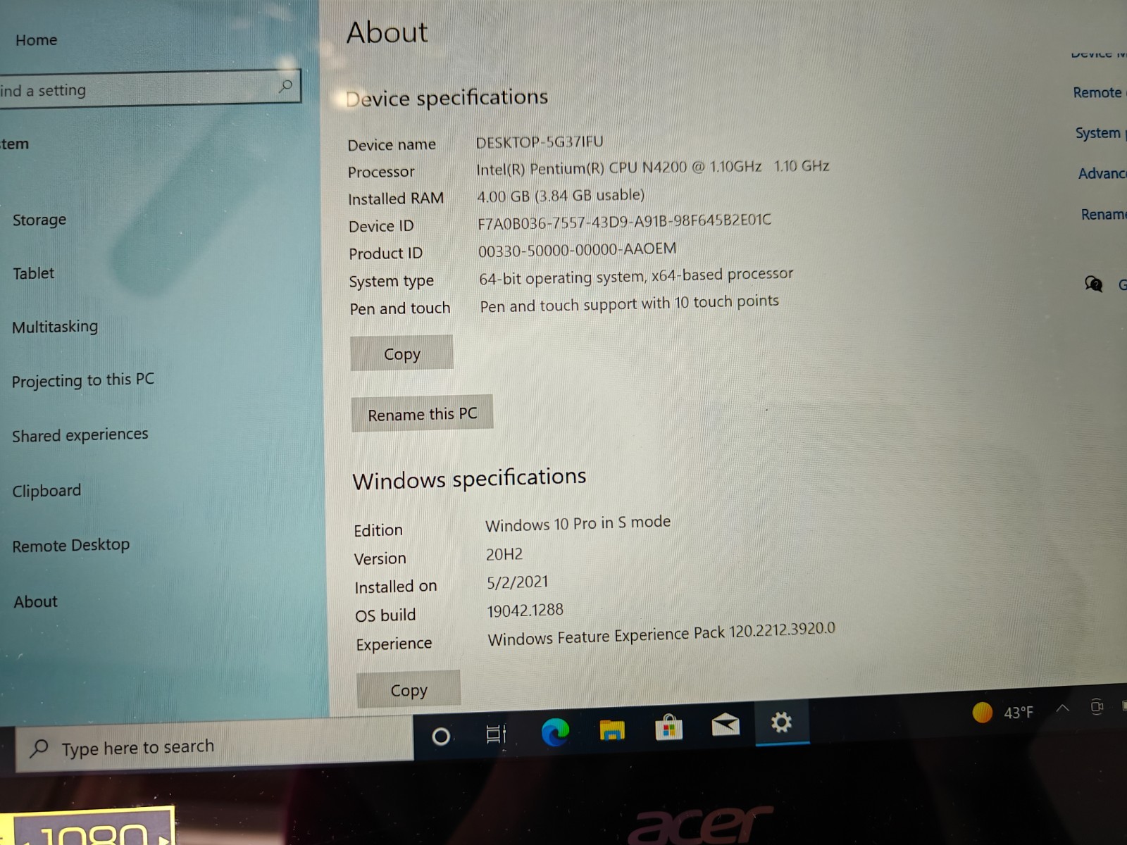 Acer SP111-32N-P6CV 11.6″ FHD Touchscreen 2-in-1 convertible win10 pro