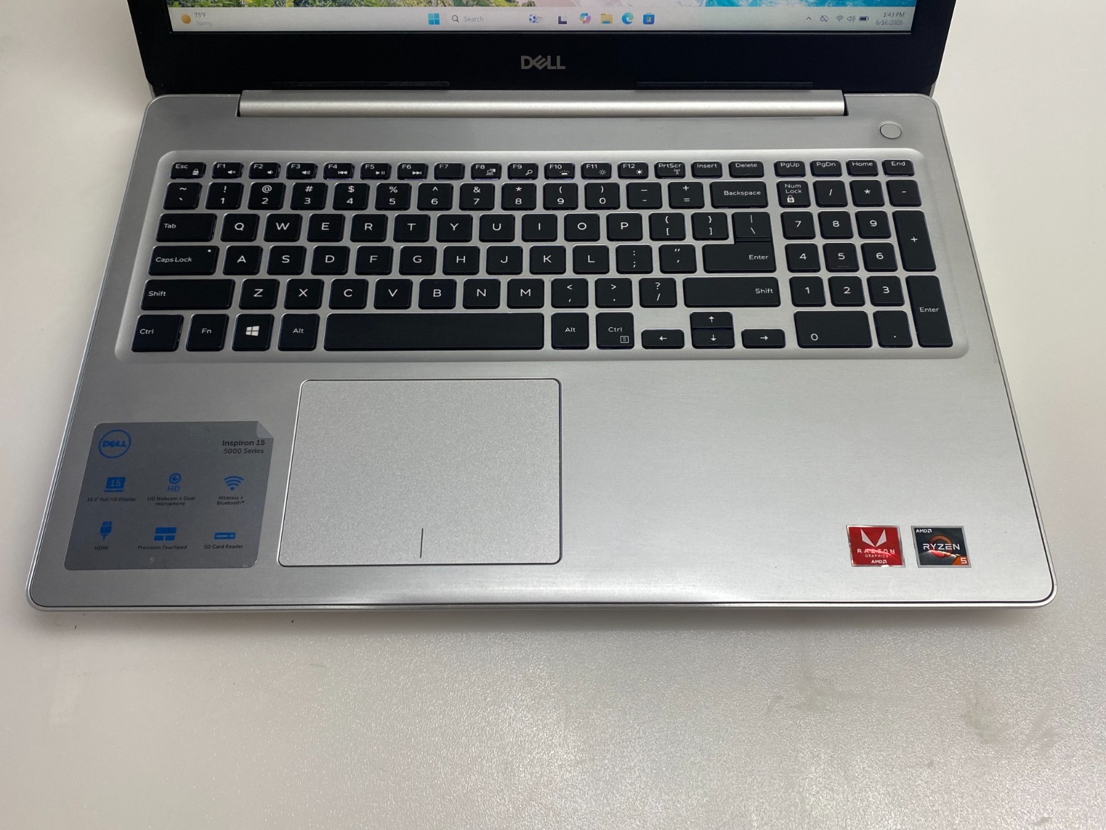 DELL INSPIRON 5575 RYZEN5-2500U@2.00GHz 8GB RAM 256GB SSD NVMe W11H