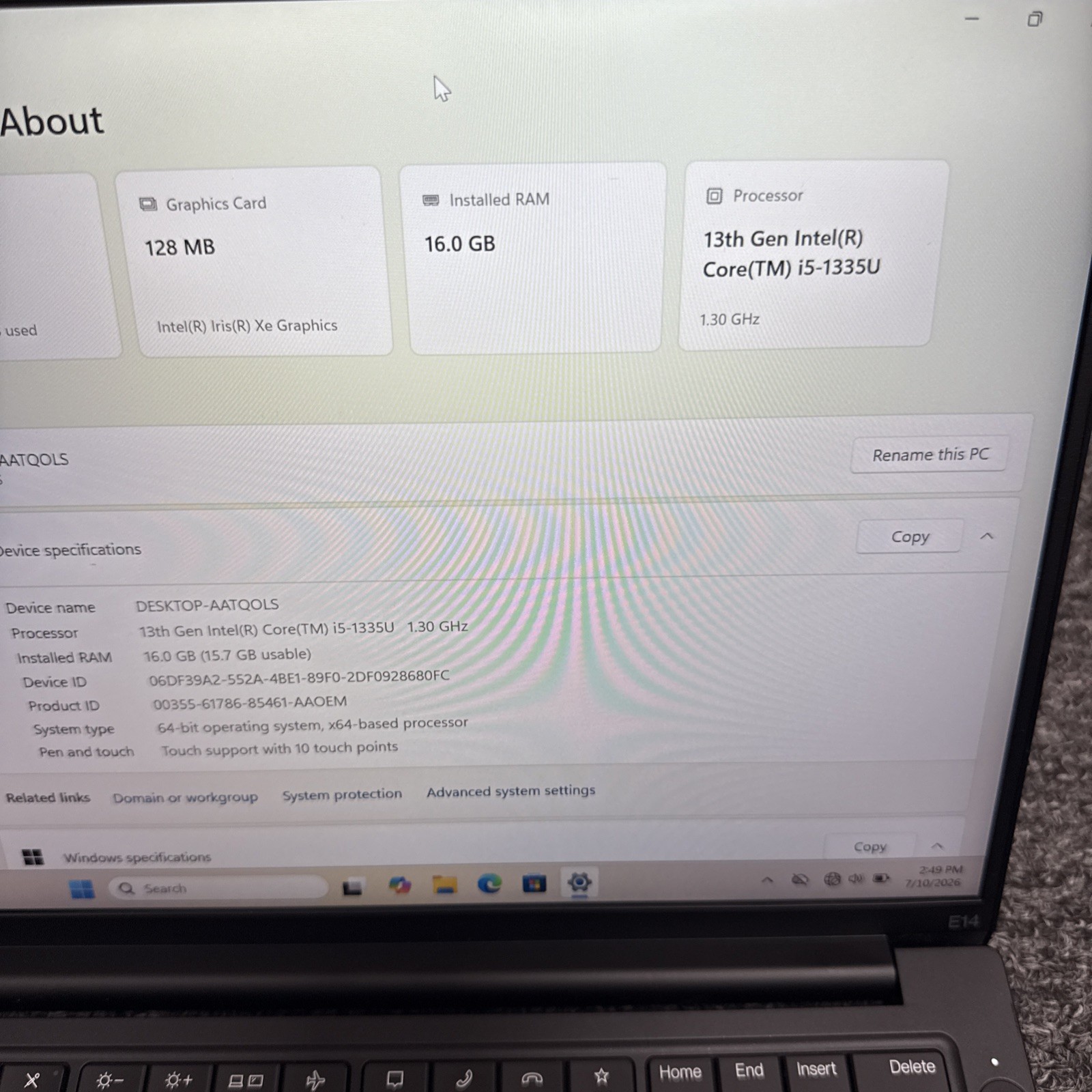 Lenovo ThinkPad E14 Gen 5 14-inch Touchscreen – Intel Core i5-1335U 16GB 512GB