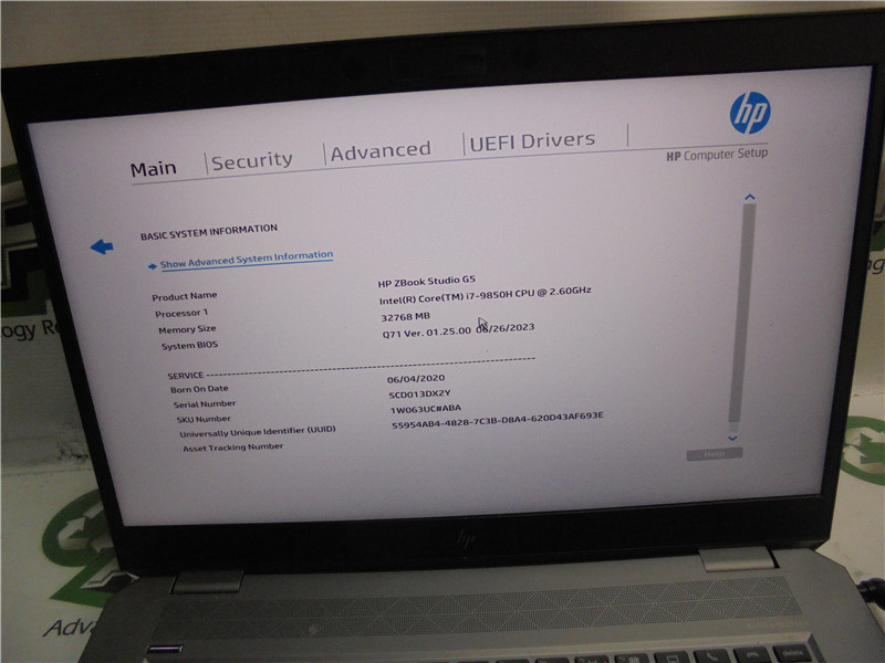 HP ZBook Studio G5 Laptop i7-9850H 32GB RAM 512GB SSD Windows 10 Pro COA