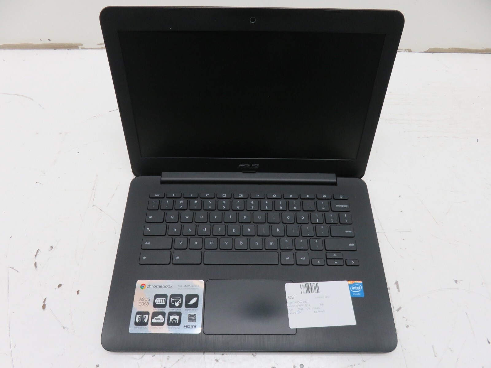 Asus C300MA-DB01 ChromeBook Intel Celeron N2830 2GB Ram 16GB eMMC Bad Battery