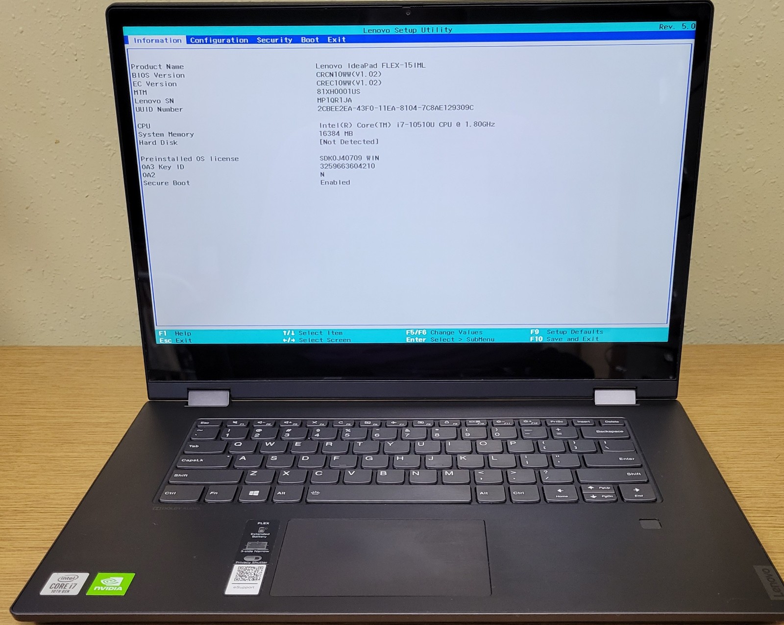 Lenovo IdeaPad Flex 15-iML 80xH i7-10510U 1.80GHz 16GB 128GB SSD NO OS/HDD
