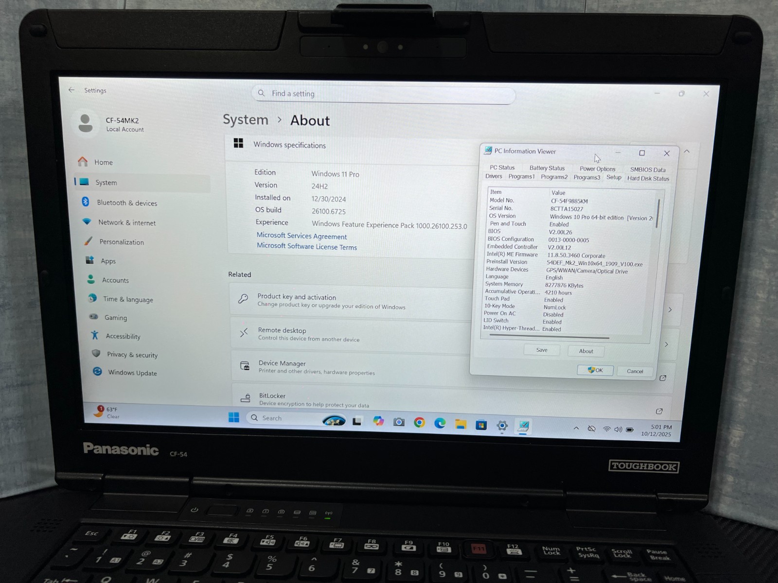 CF-54F9885KM, i5-6300U 2.40Ghz,8GB Mem,256GB SSD,Touchscreen,4G LTE,GPS,4,210Hrs