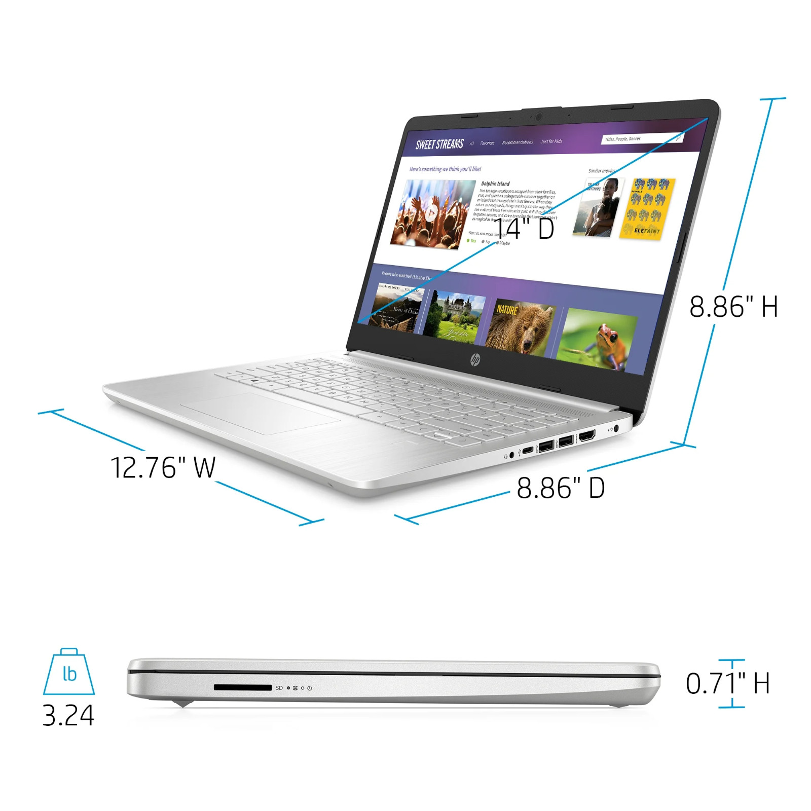 HP Laptop Computer Office 2024 14″ FHD Intel i3 Upto 4.1GH 32GB RAM 1TB SSD Pro