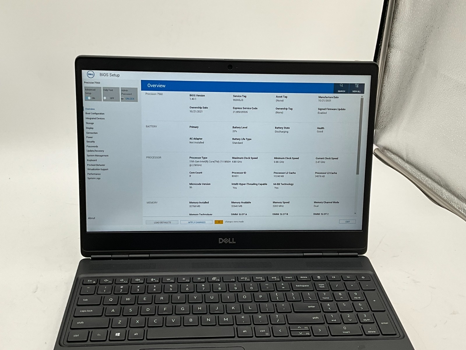 DELL Precision 7560 i7-11850H 2.50g 32GB 1TB T1200 15.6″ WIN11 Laptop 9S0K6J3
