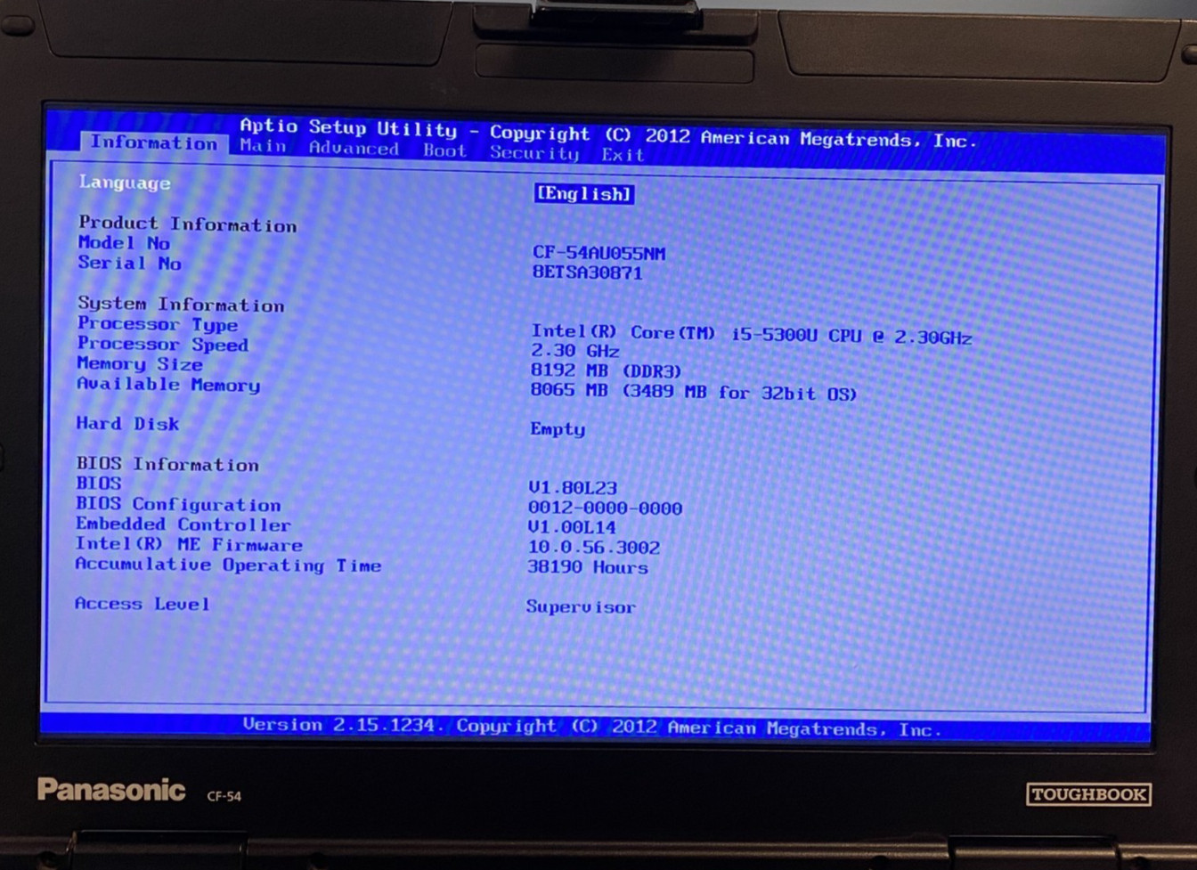 Panasonic ToughBook CF-54 14″ Laptop i5-5300U 8GB RAM NO HDD (Lot of 8)